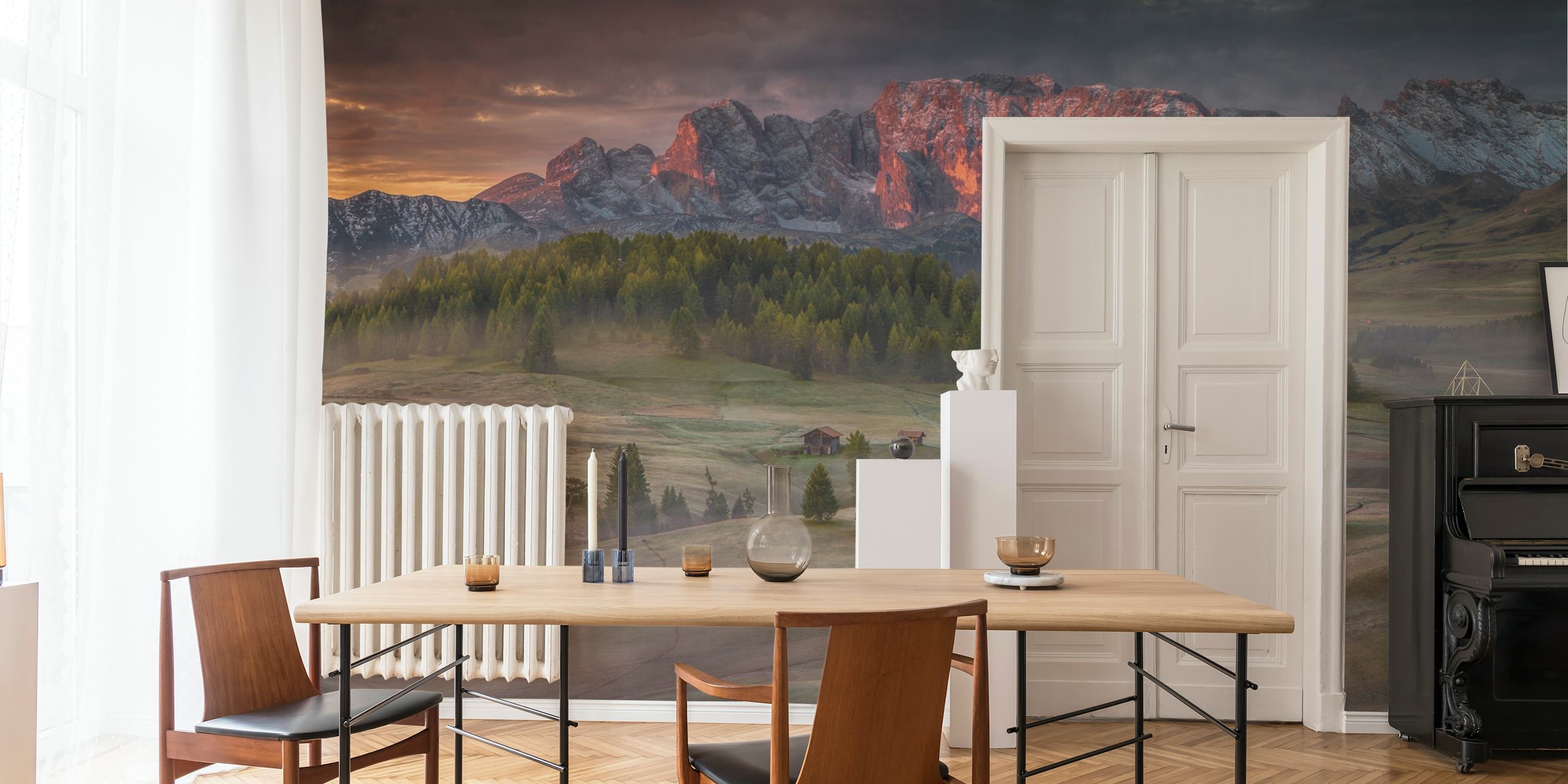 Burning mountains over een bevroren vallei