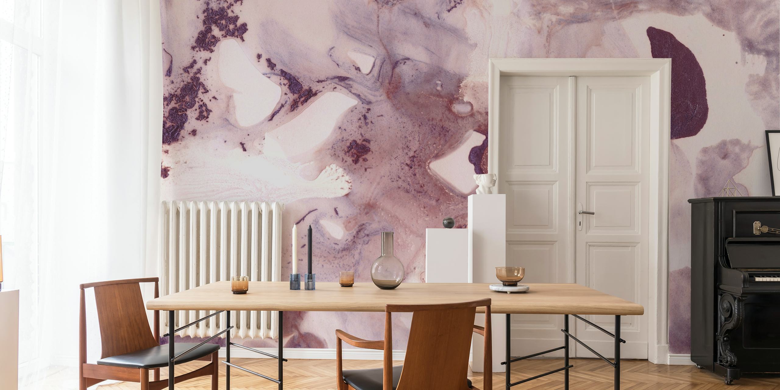 Carta da parati Plum Blush Ink Marble nella stanza