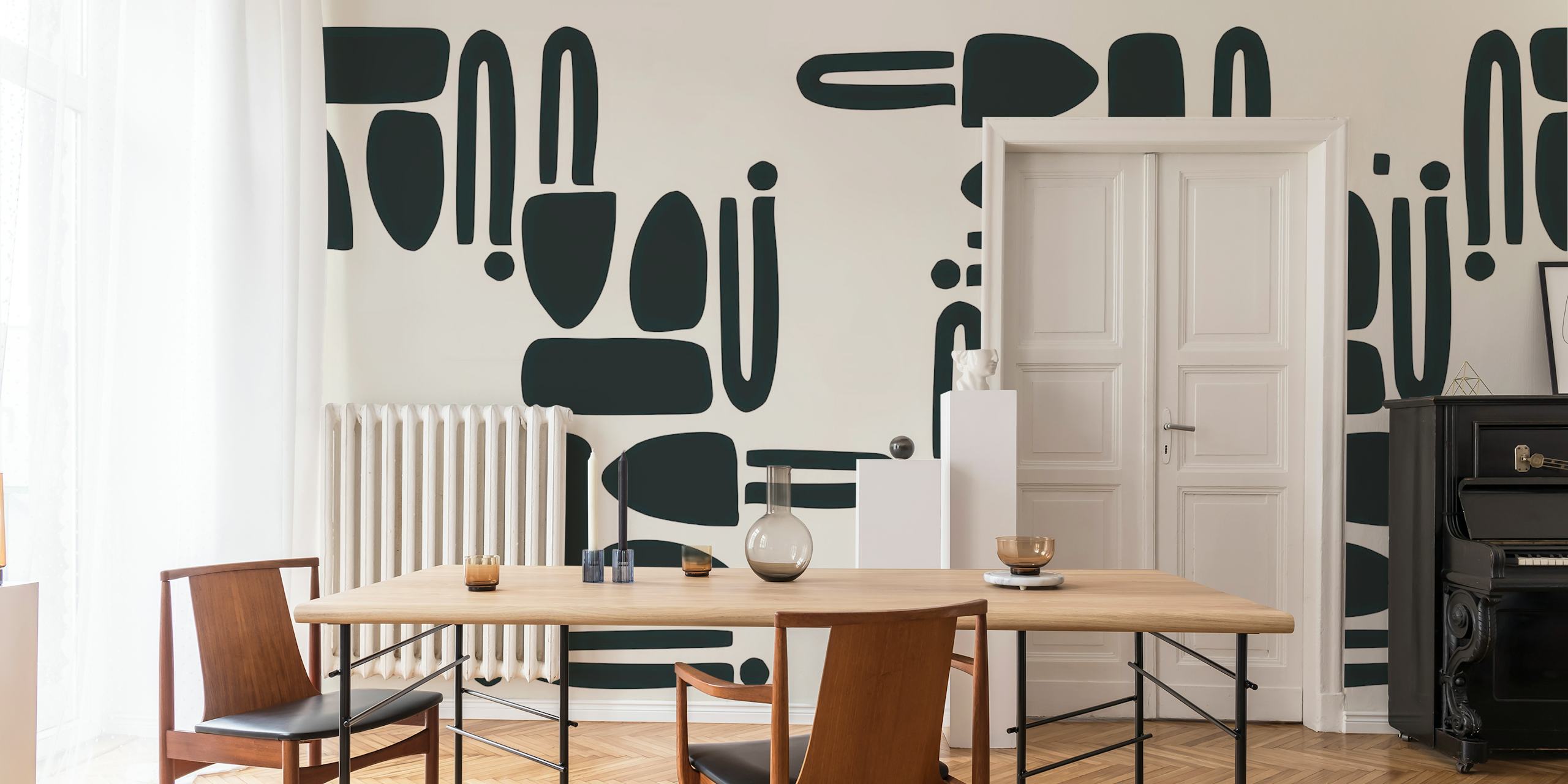 Mid-Century Cutouts Pattern wallpaper displayed in a room