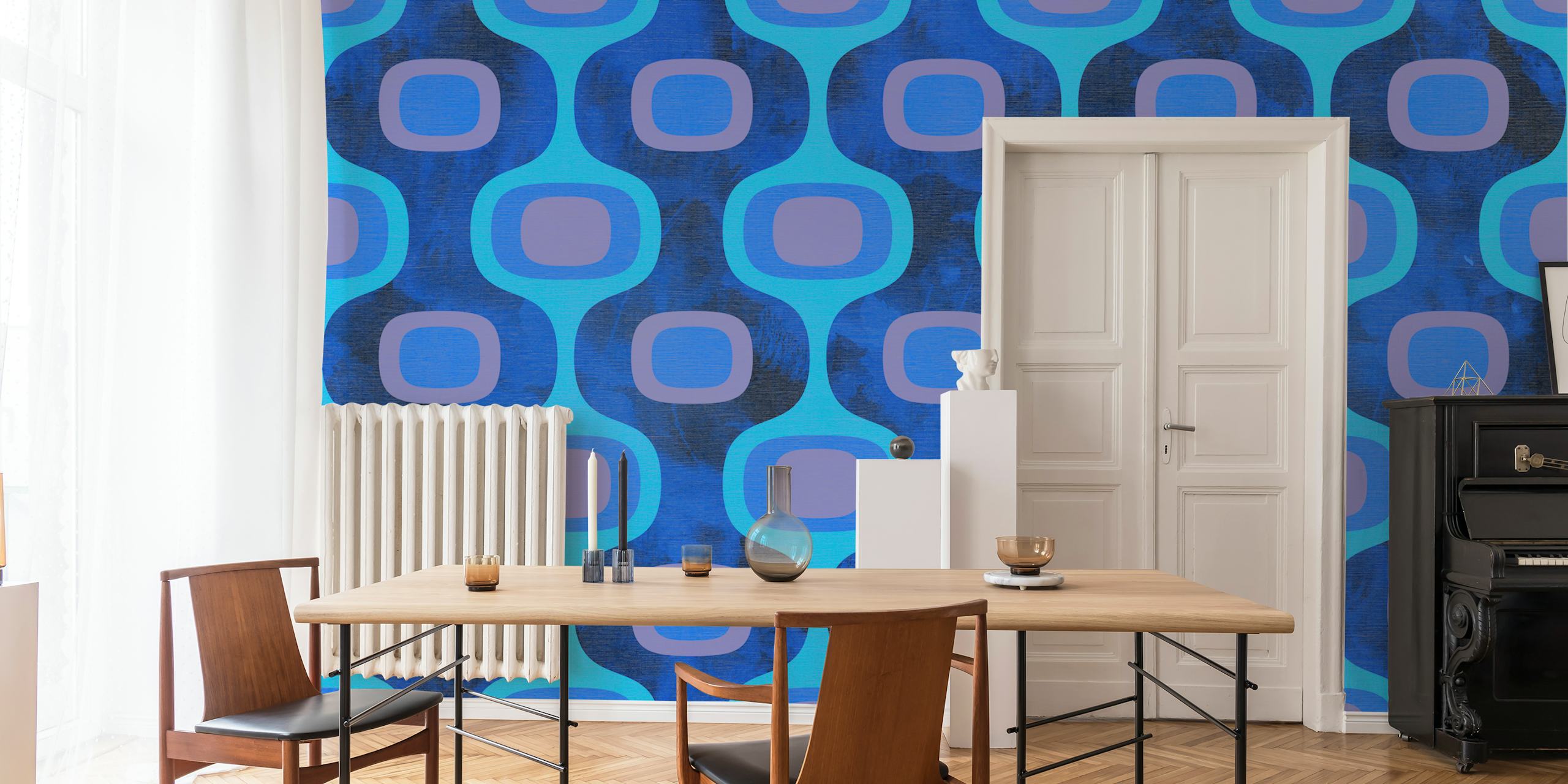 Groovy vintage wallpaper in a stylish room