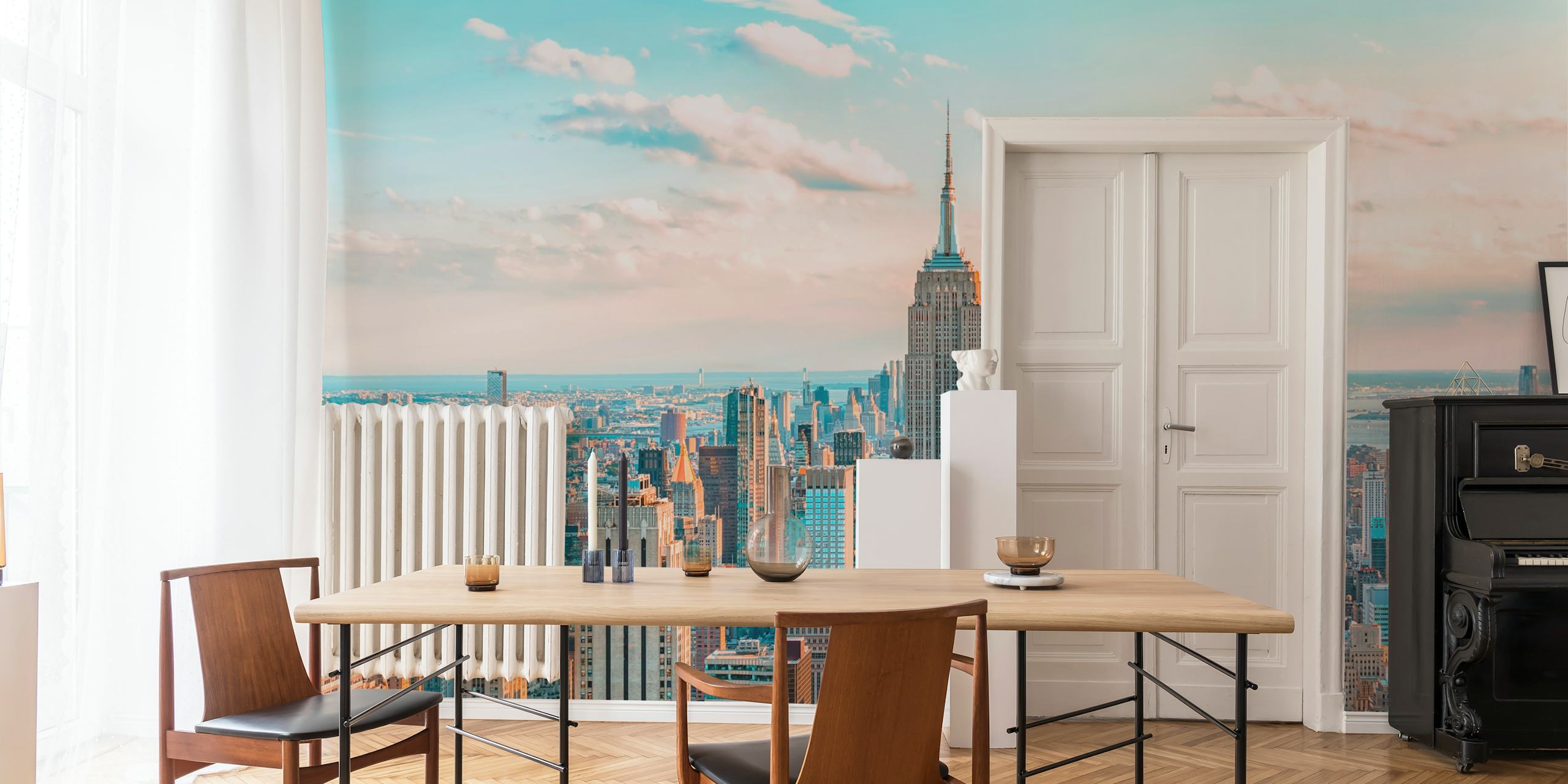 Carta da parati skyline di New York in una stanza