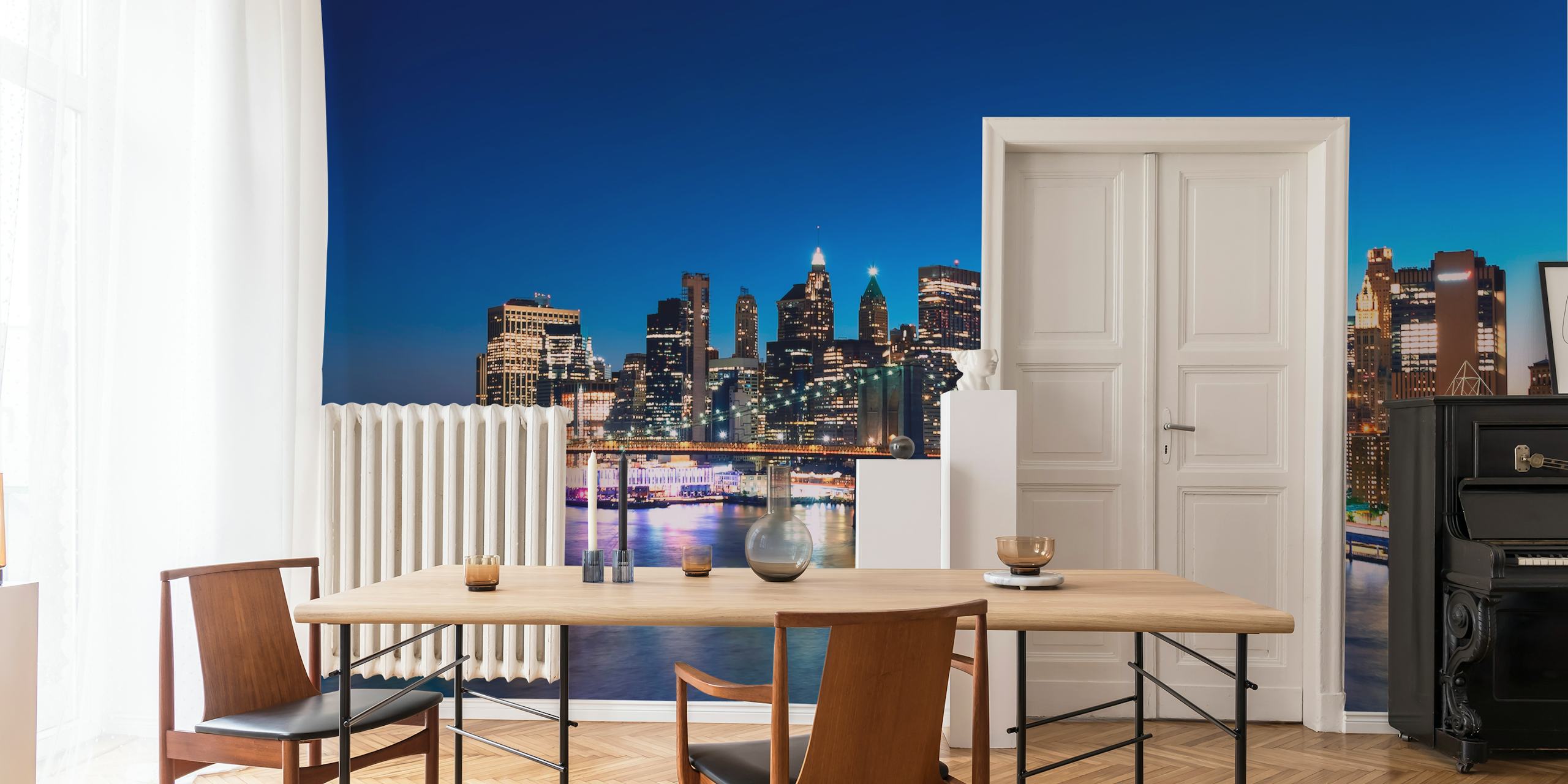 New York City skyline at dusk wall mural