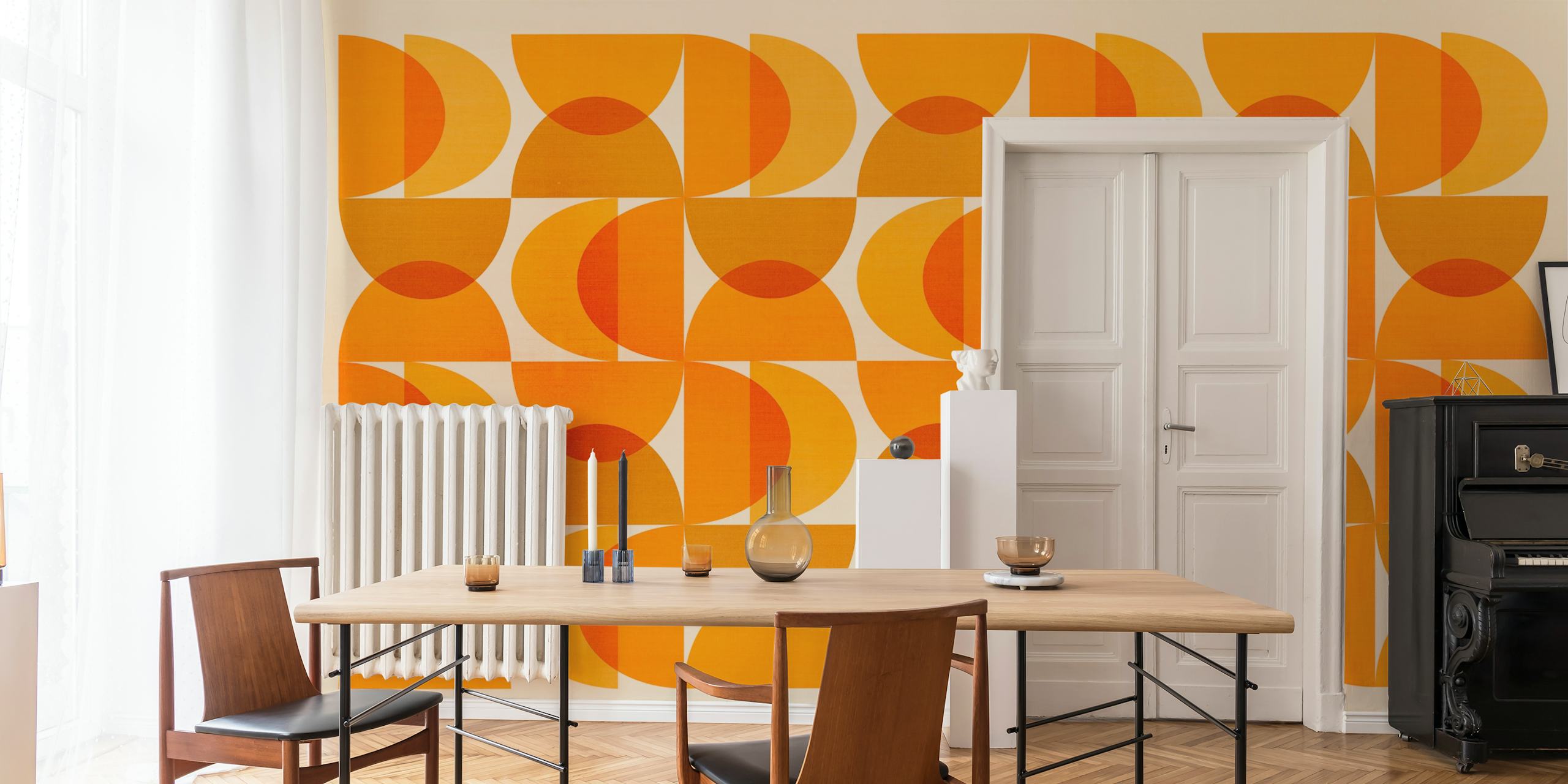 Vivid Mid Century Bauhaus Fall wallpaper pattern