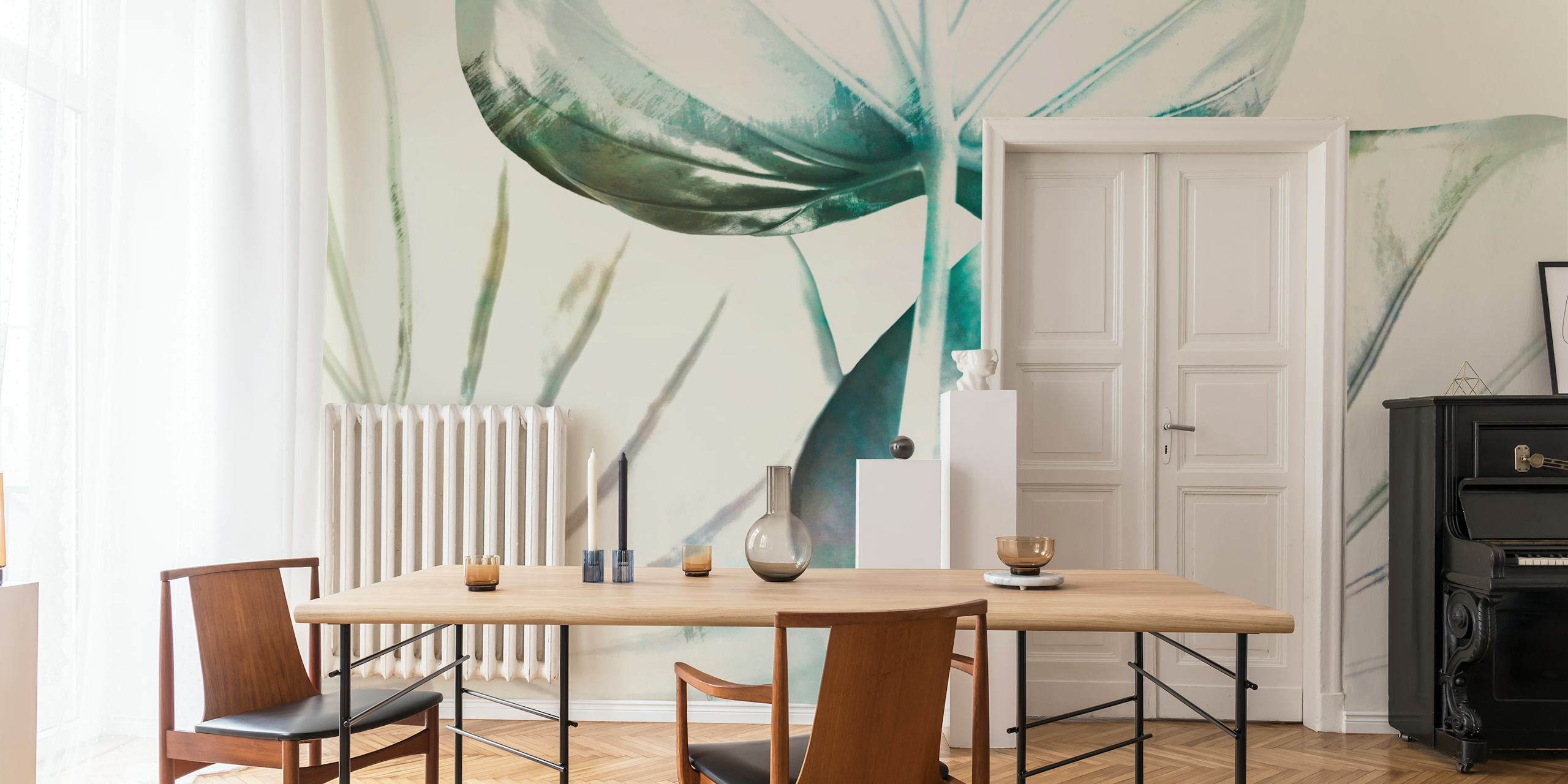 Japandi Leaf on Ivory Creme tapet