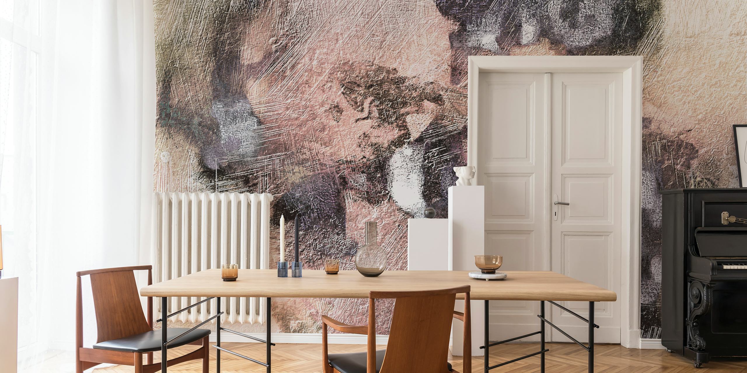 Abstract wallpaper with neutral copper tones and textured patterns