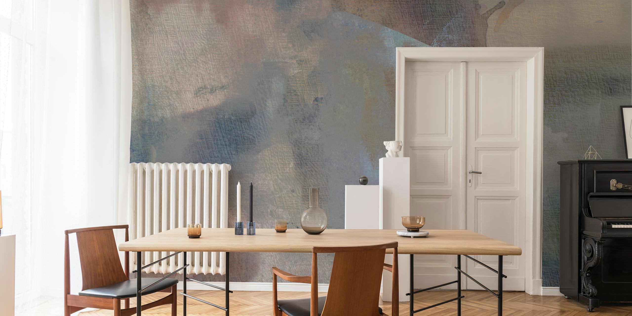 Abstract texture wallpaper with soft gray, blue, and beige tones in a serene design.