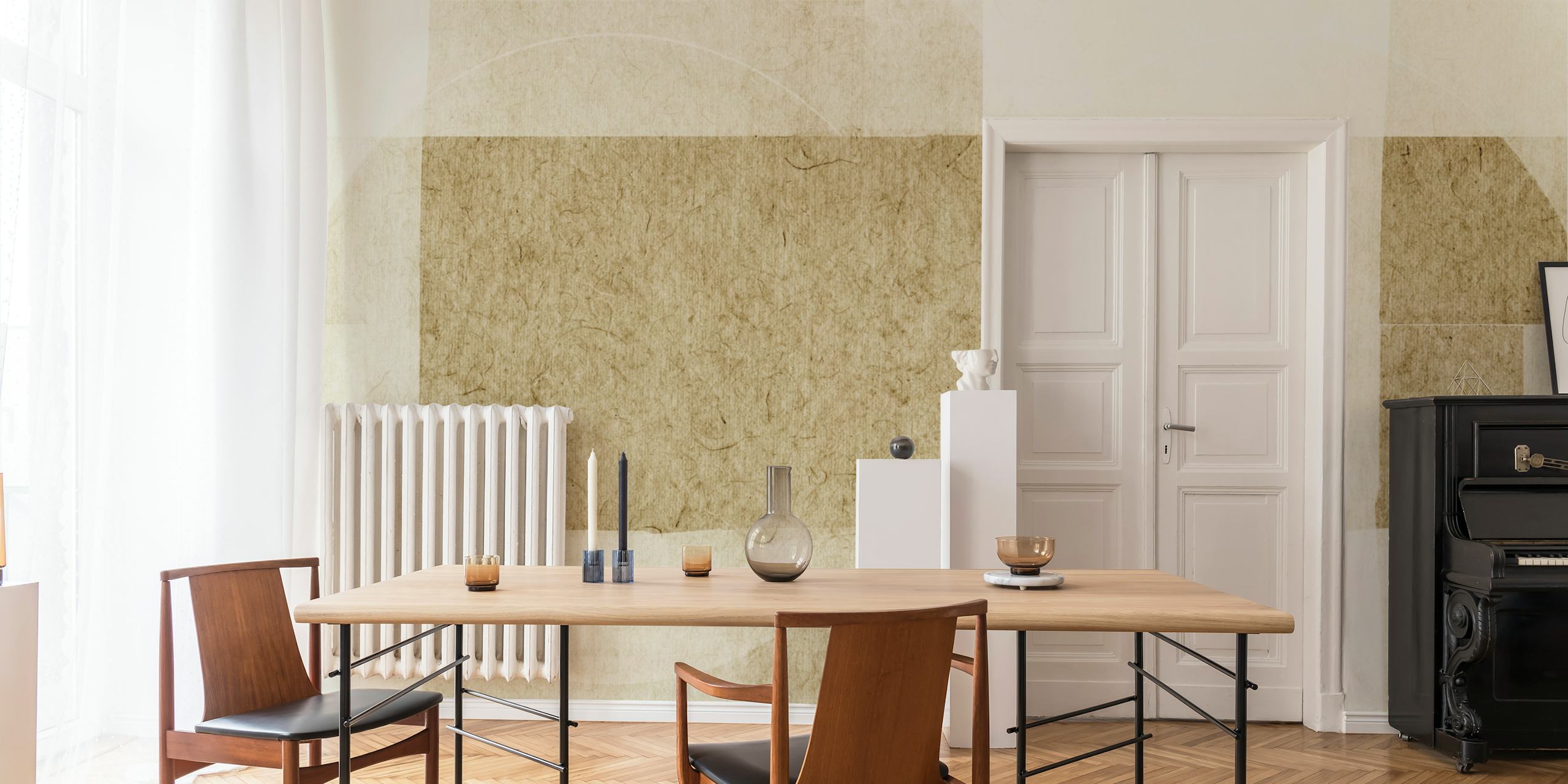 Neutral natural Bauhaus circles wallpaper in beige tones