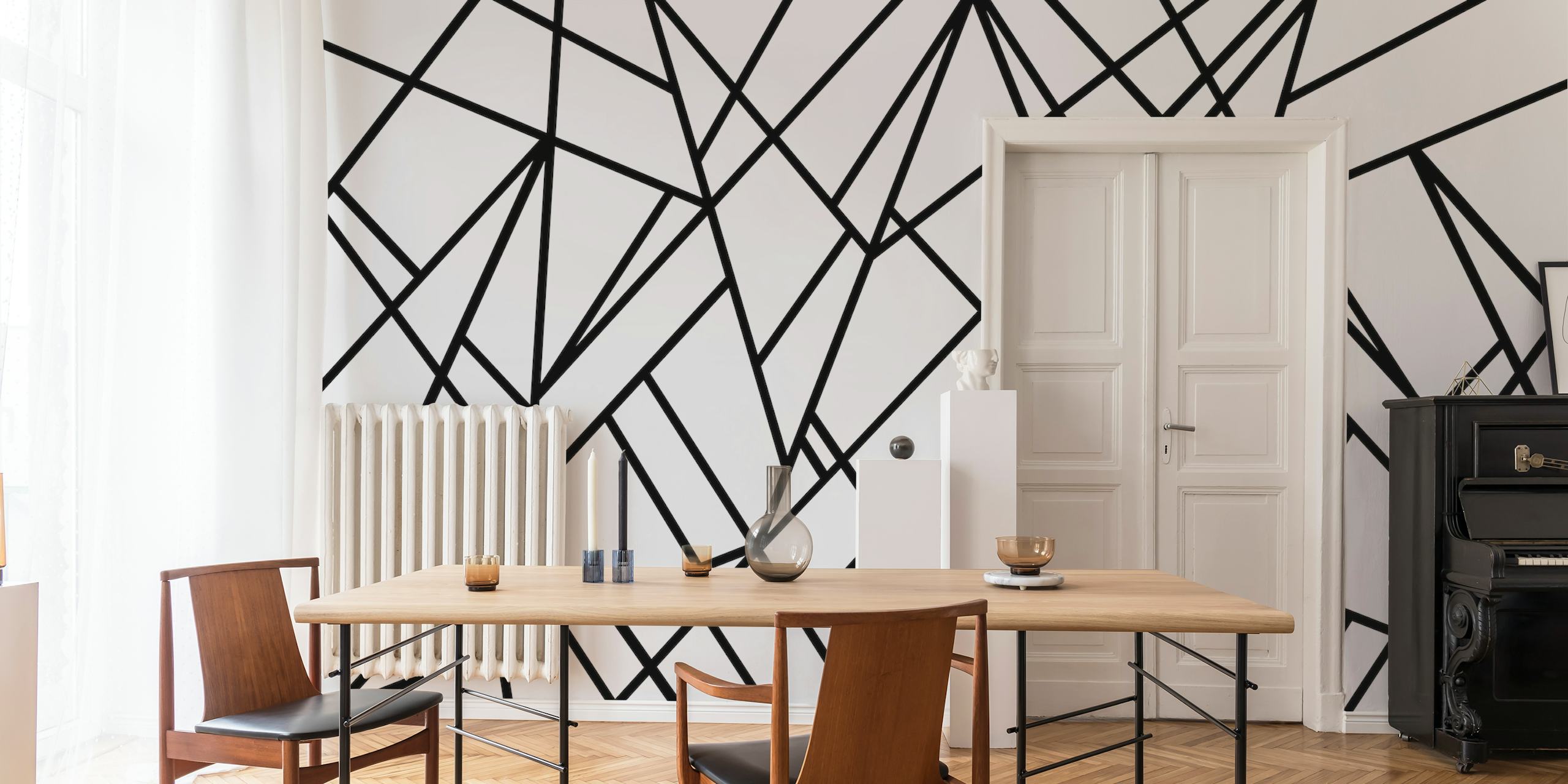 Klassische Black White Geo 2b geometrische Tapetgestaltung
