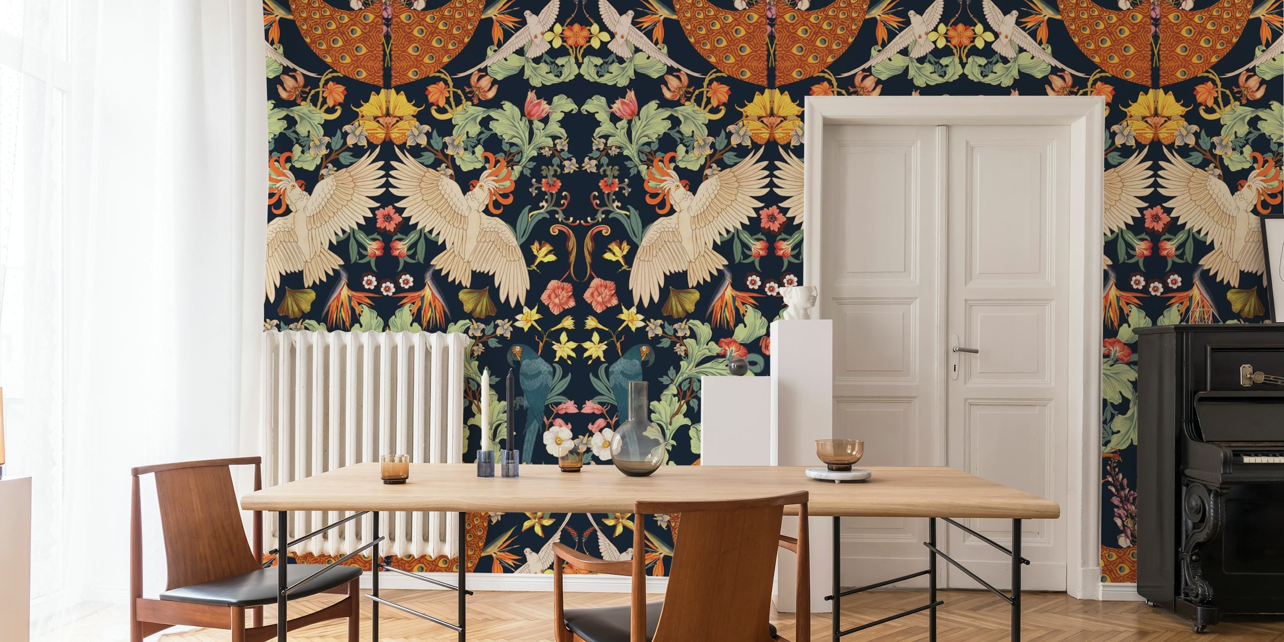 Diseño de papel pintado Victorian Midnight III en una habitación