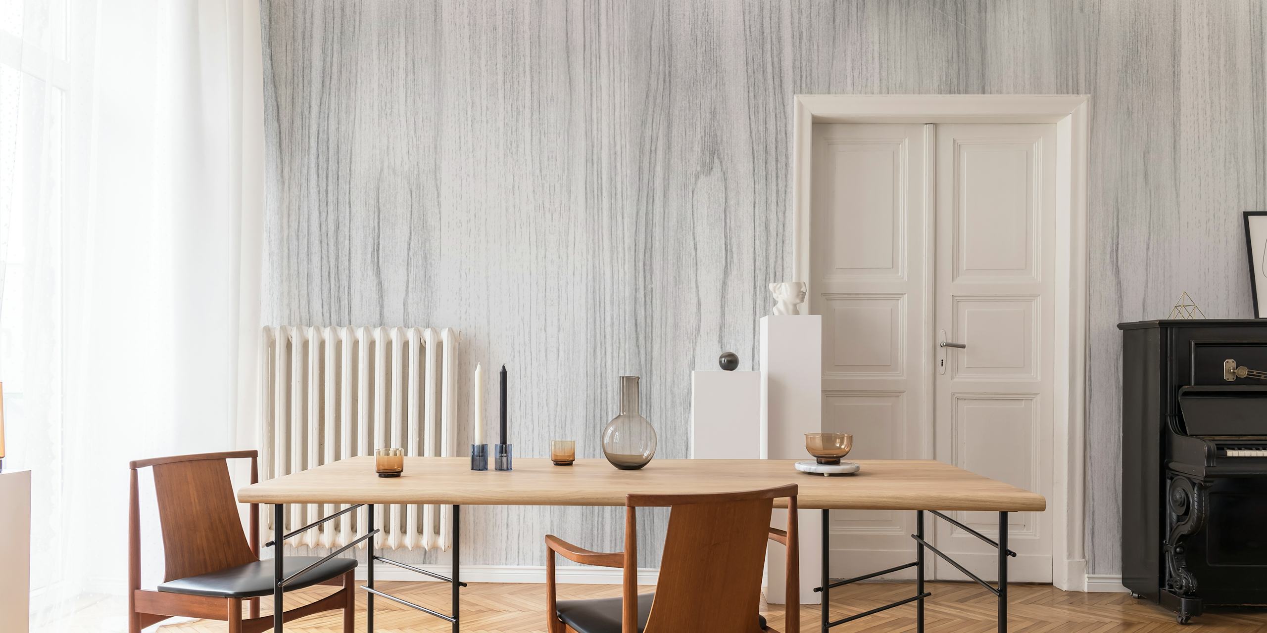 White wood surface wall mural with a detailed and textured design