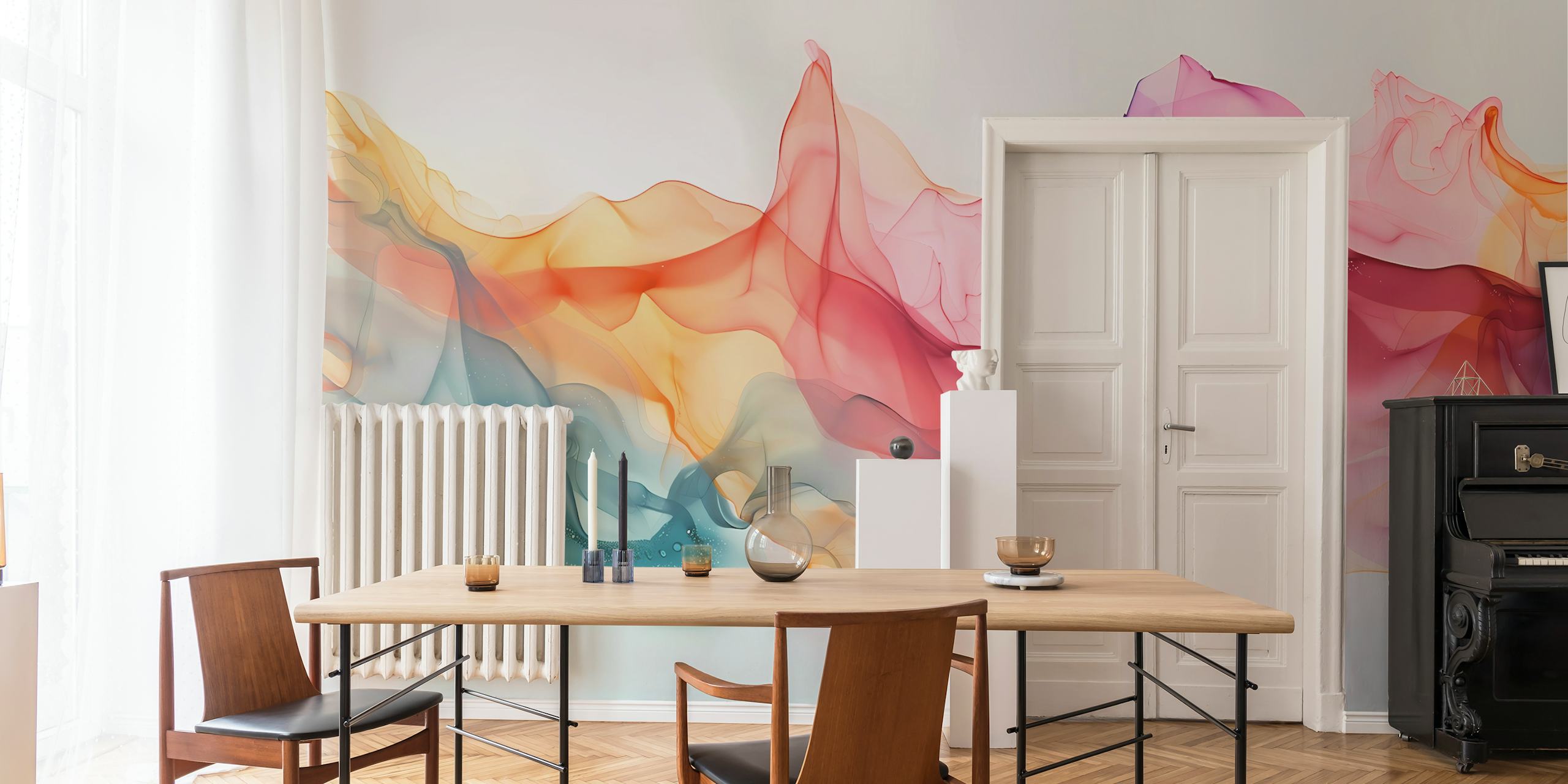 Design di carta da parati Fluid Paint 3 in una stanza