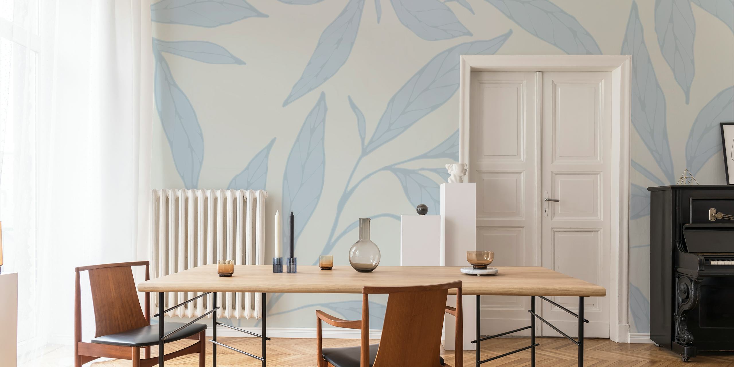 Foliage Big Cream papier peint dans une pièce