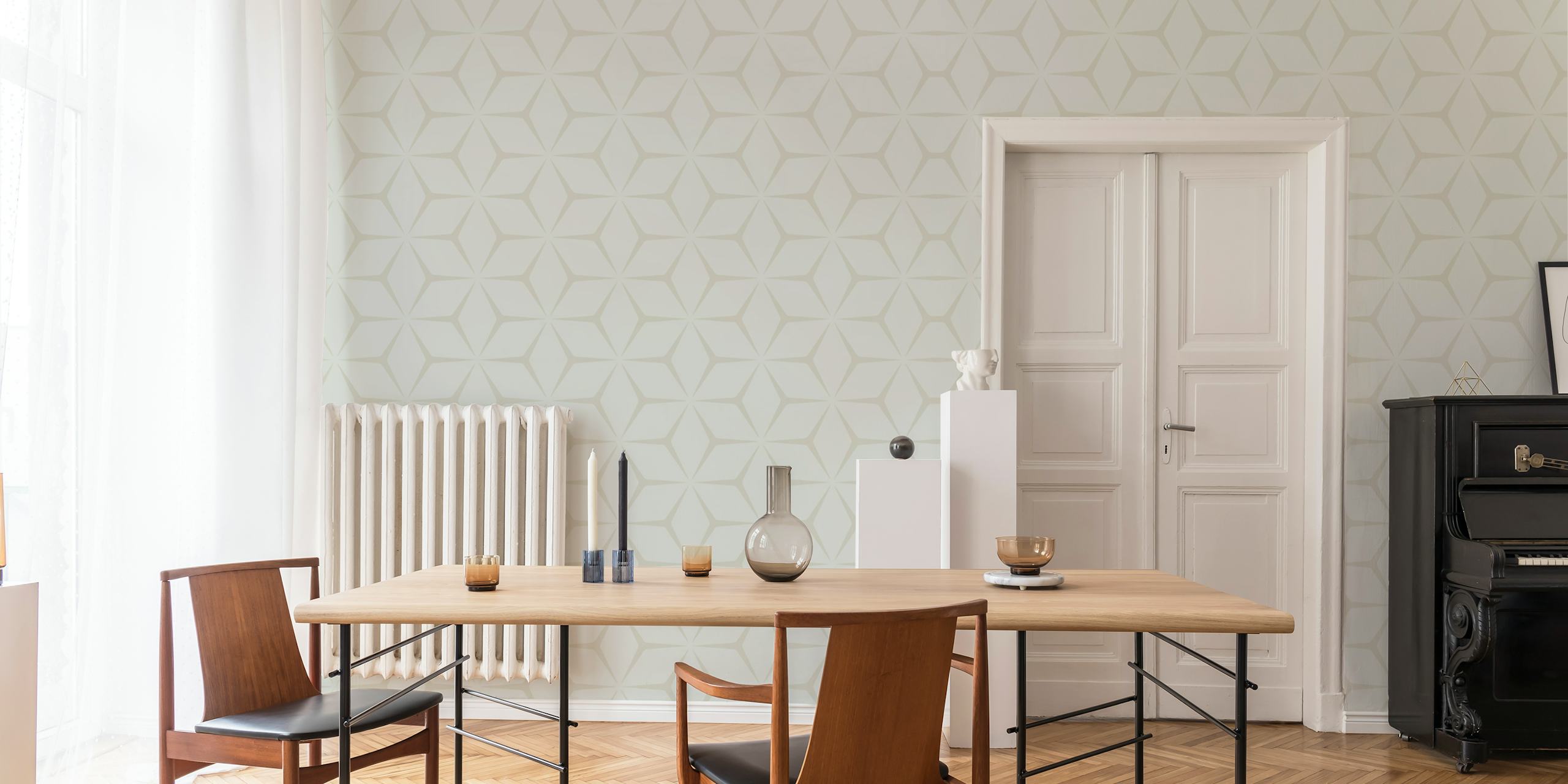 Papier peint Mid Century Cream dans une pièce