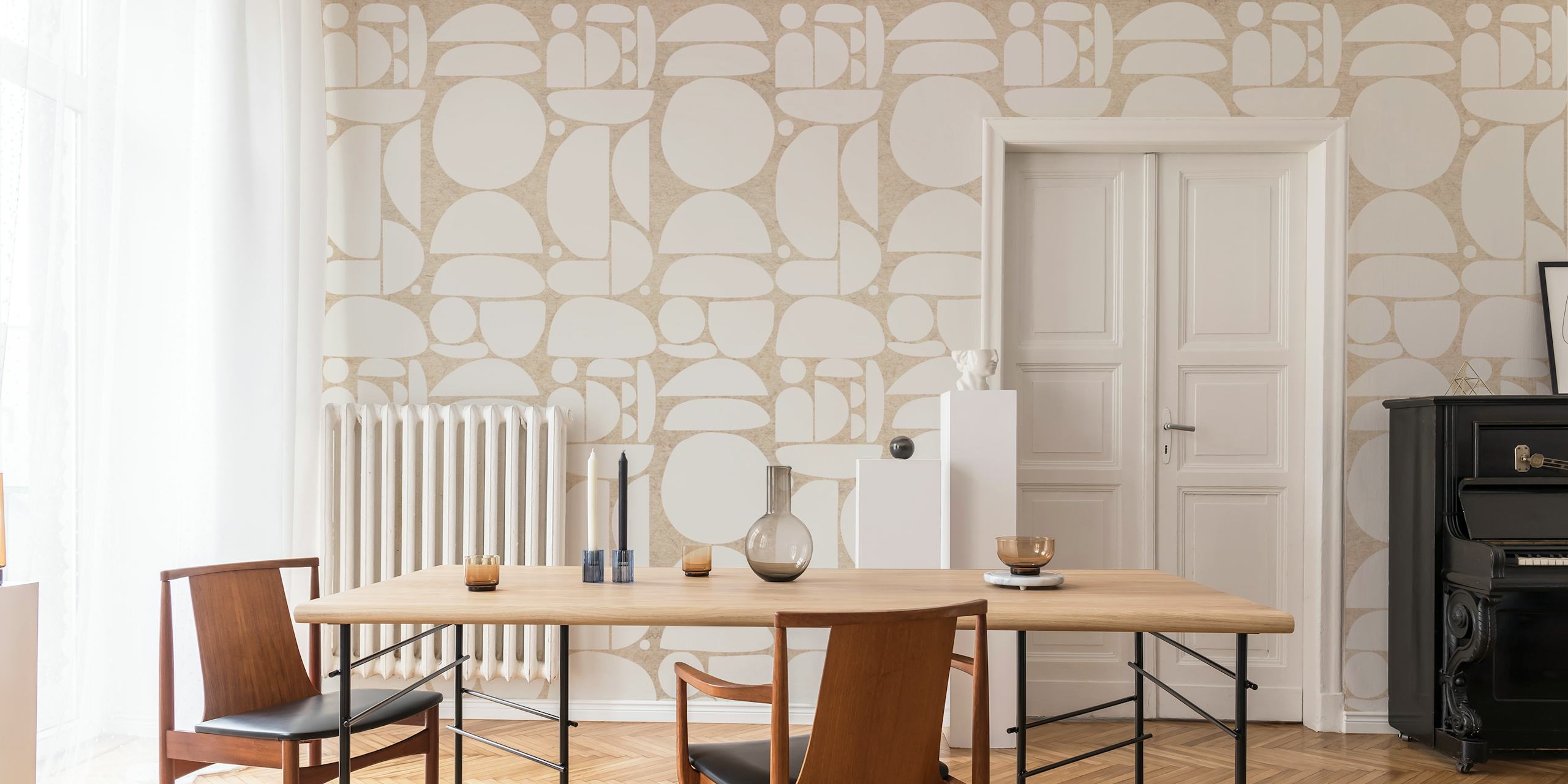 Geometric cream and beige shapes wallpaper
