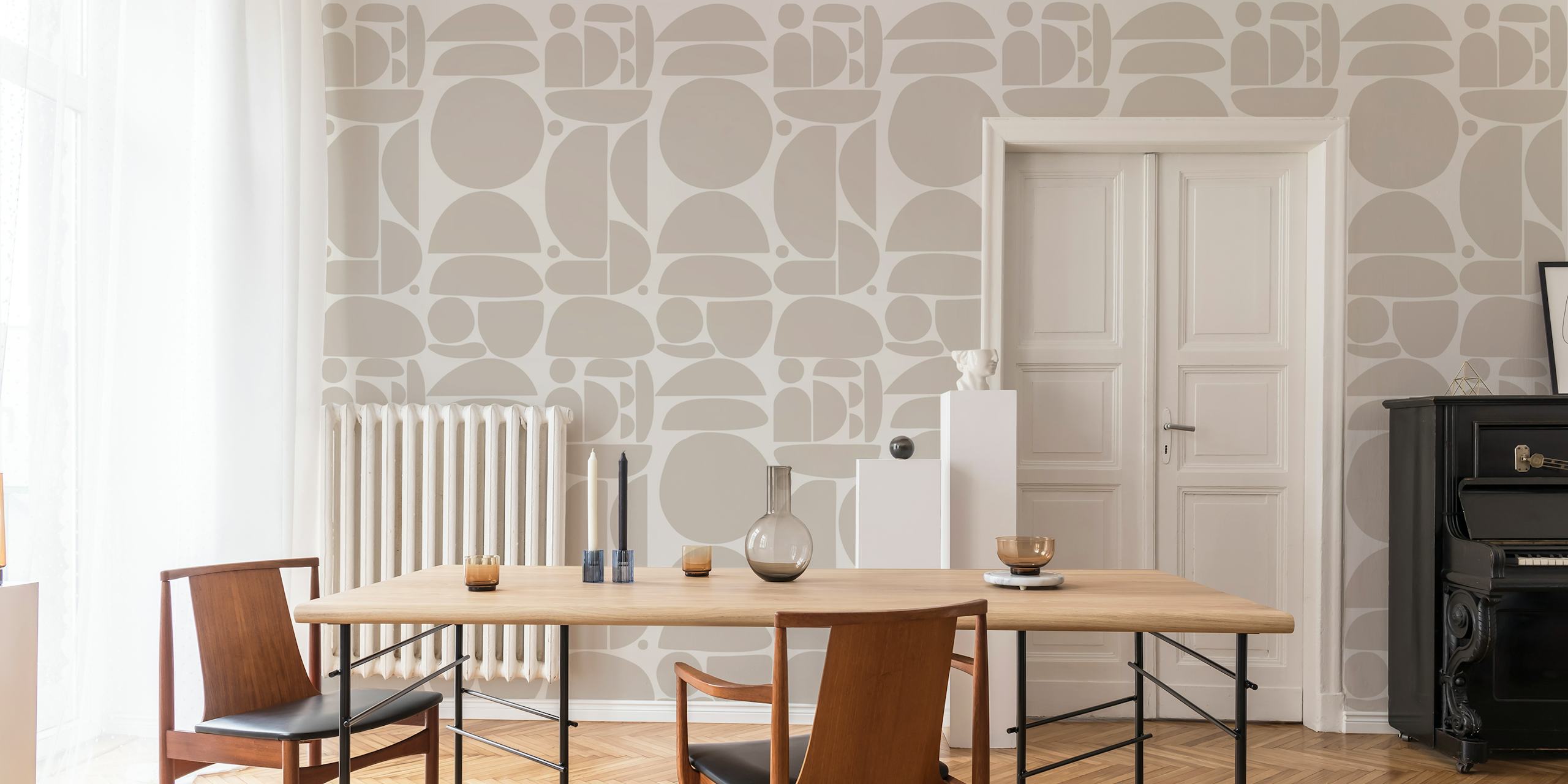 Tapeta Neutral Cutout Shapes w pokoju