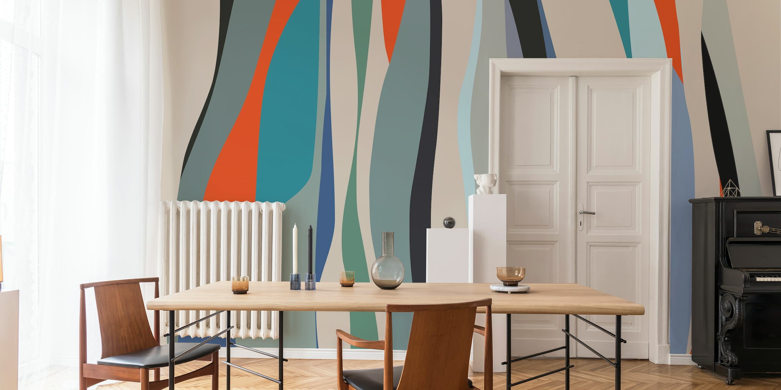 Colorful Sinuous Shapes 9 wallpaper in a room