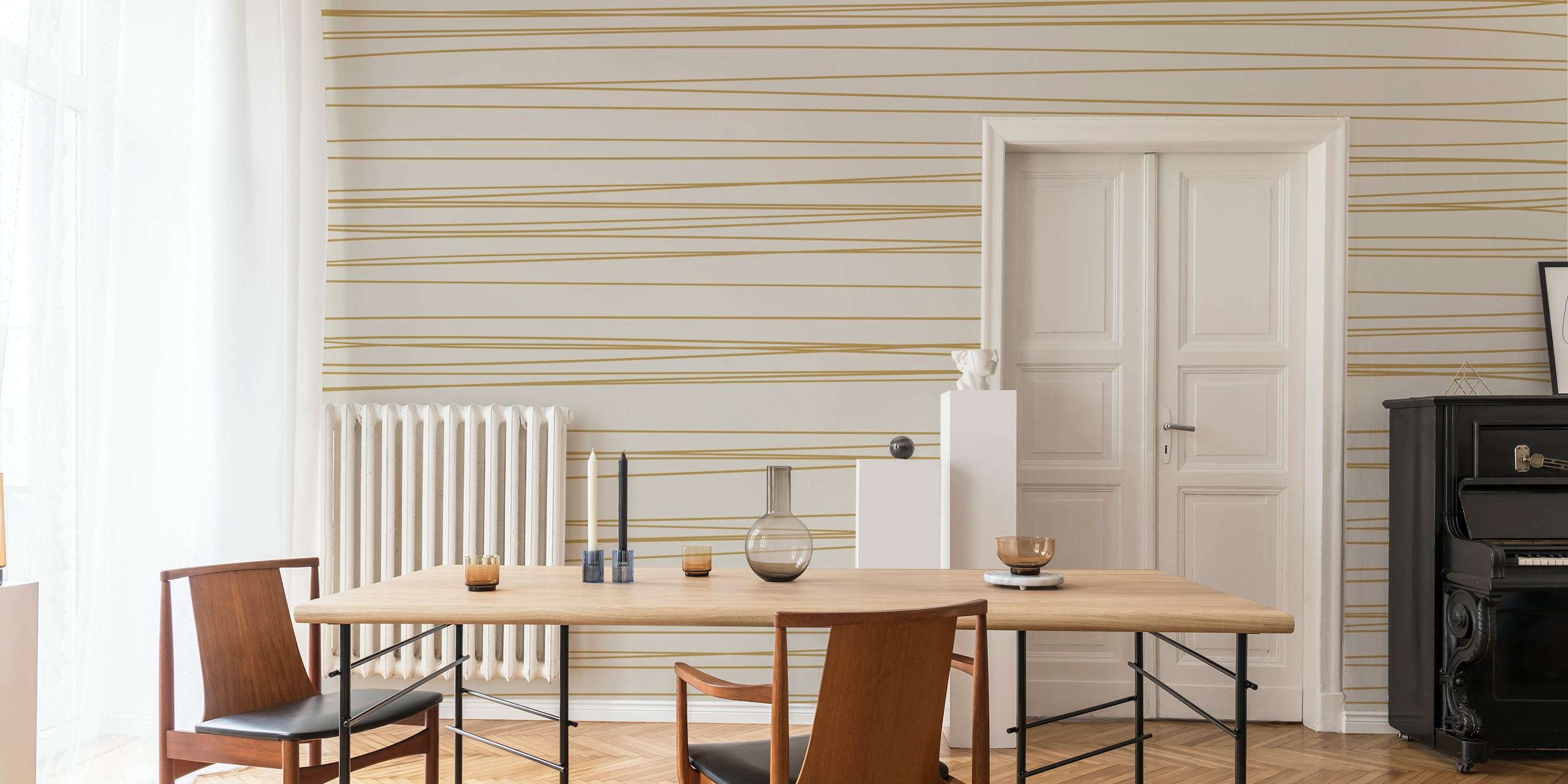 Hand-Drawn Line Art Stripes wallpaper i ett rum