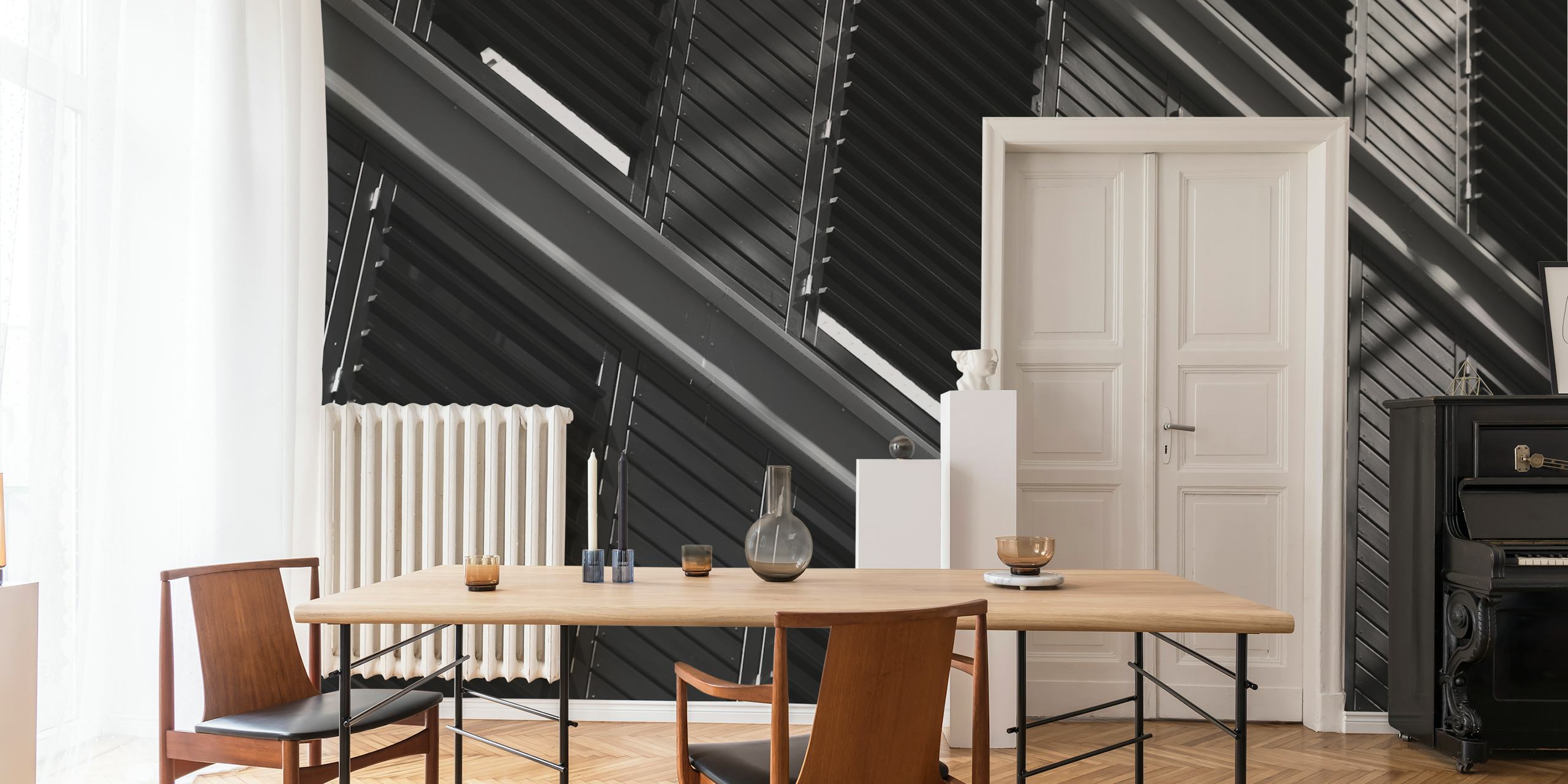 Monochrome blinds and shadows wall mural