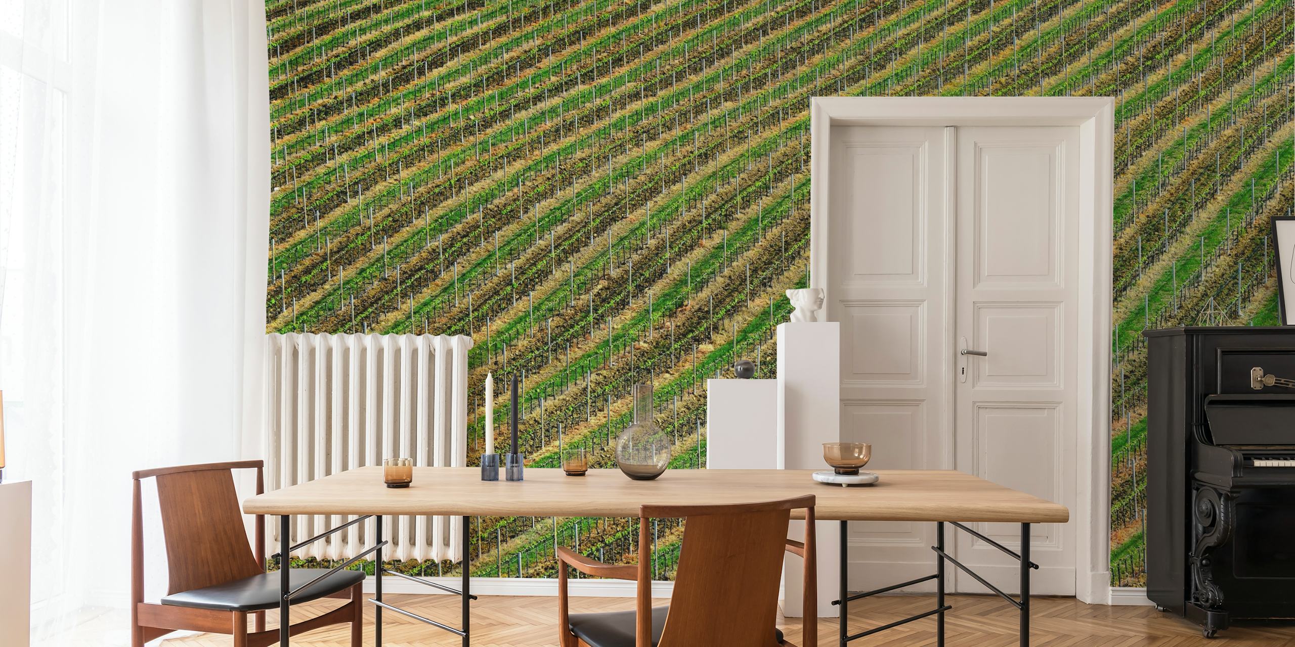 Carta da parati con Vineyard verdi in una stanza