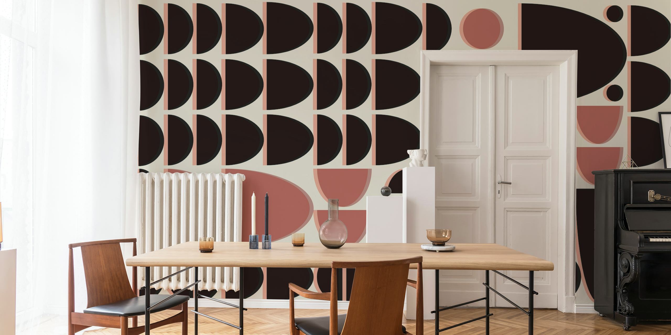 Geometric shapes in brown and beige tones wallpaper