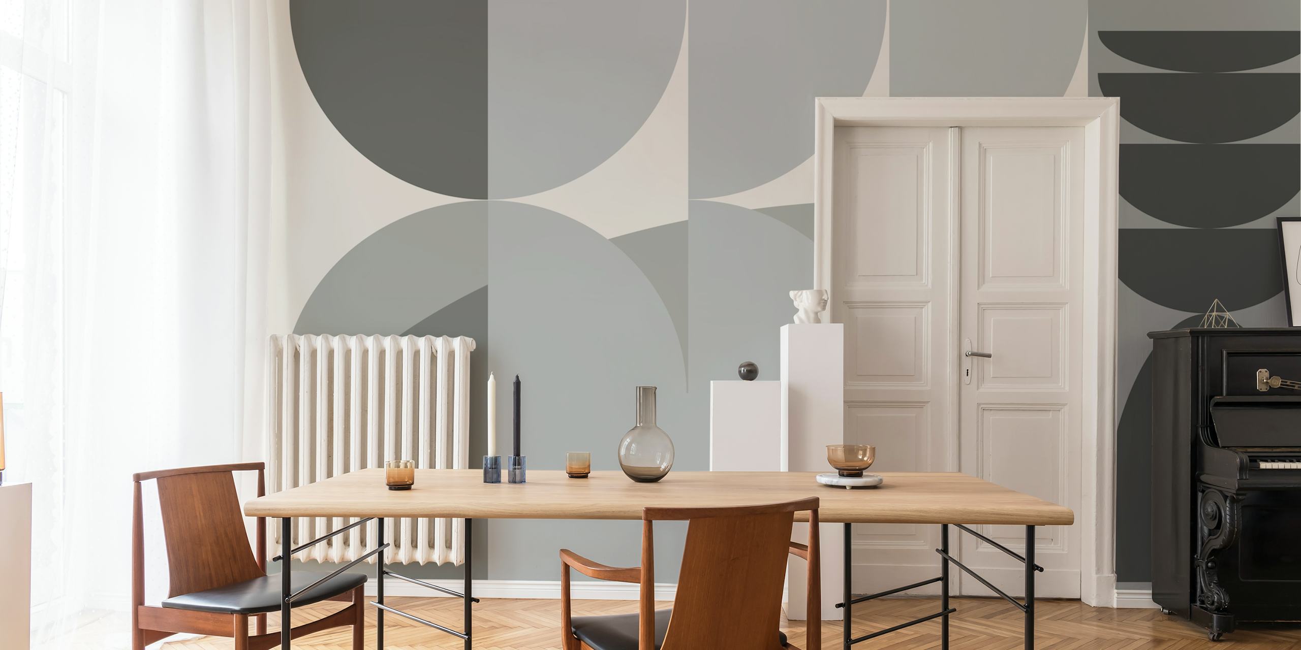 Papel pintado Retro MidMod Urban Geometry en una habitación