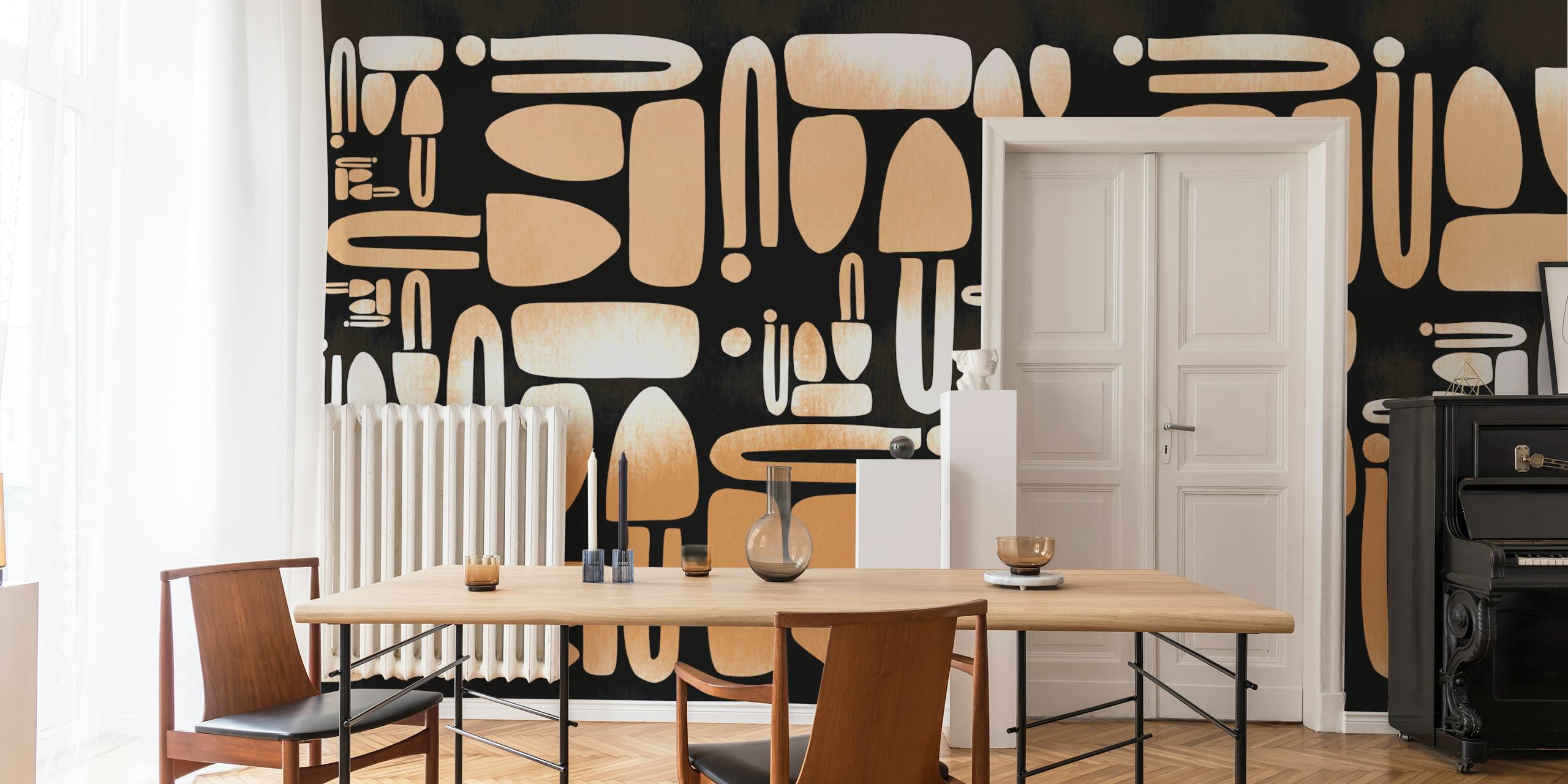 Tapeta Black Tan Organic Bauhaus u sobi