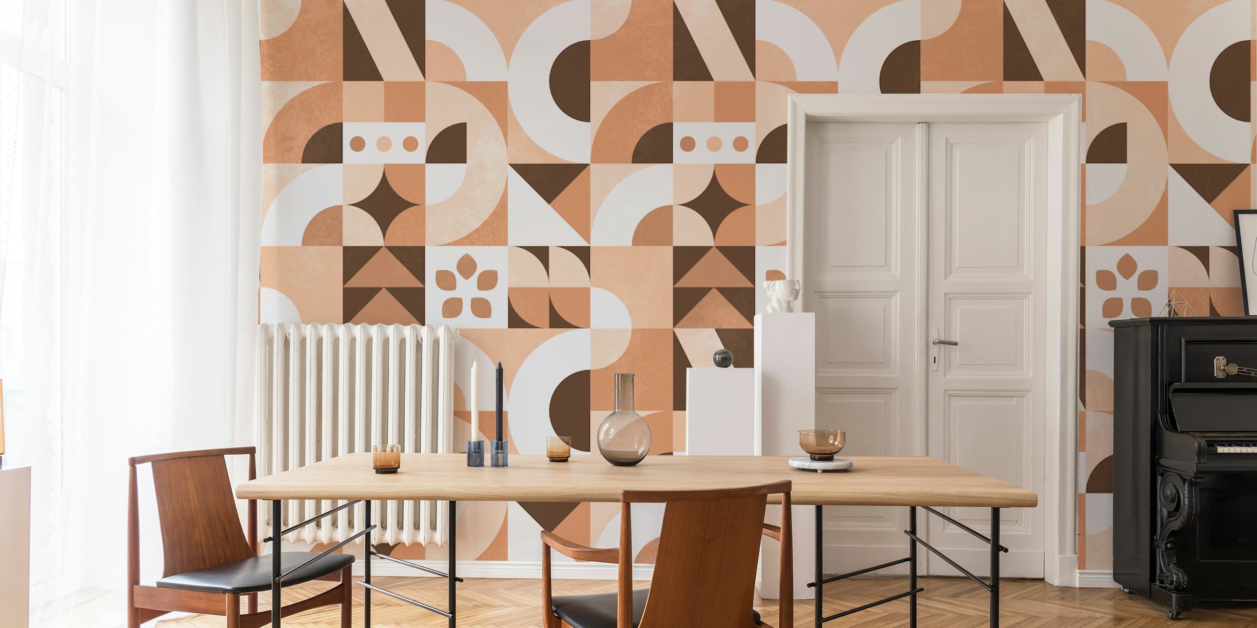 Carta Da Parati Mid Century Bauhaus Sunset In Una Stanza