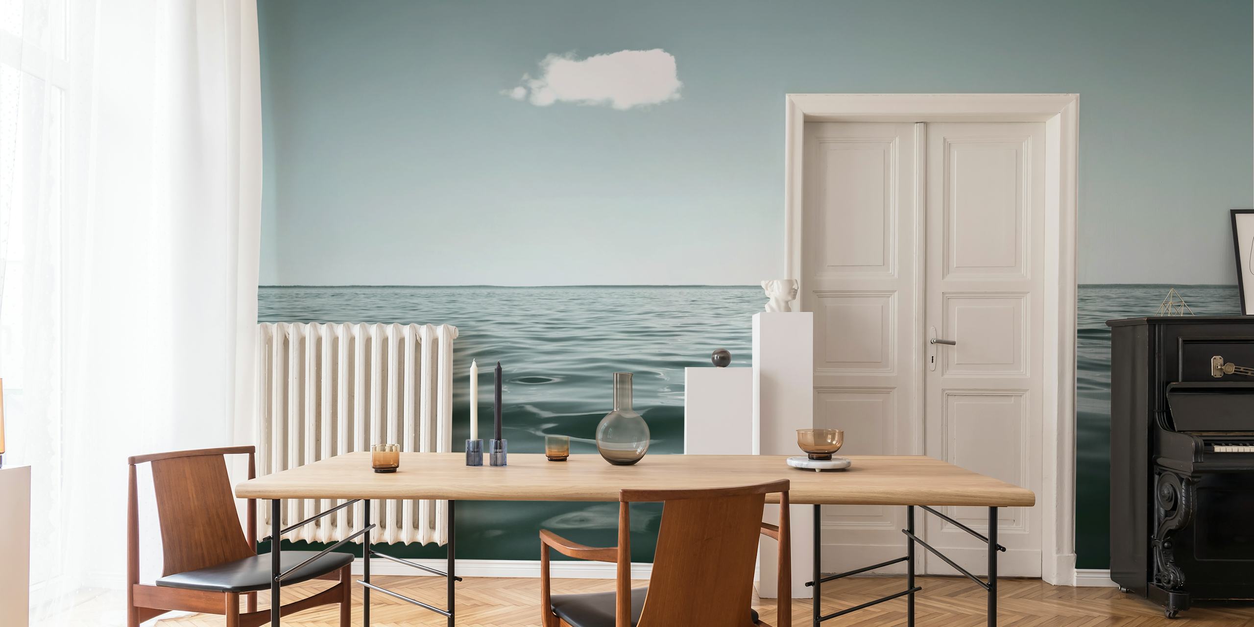 Rustige Meer Scène Wallpaper in de Tentoonstellingsruimte