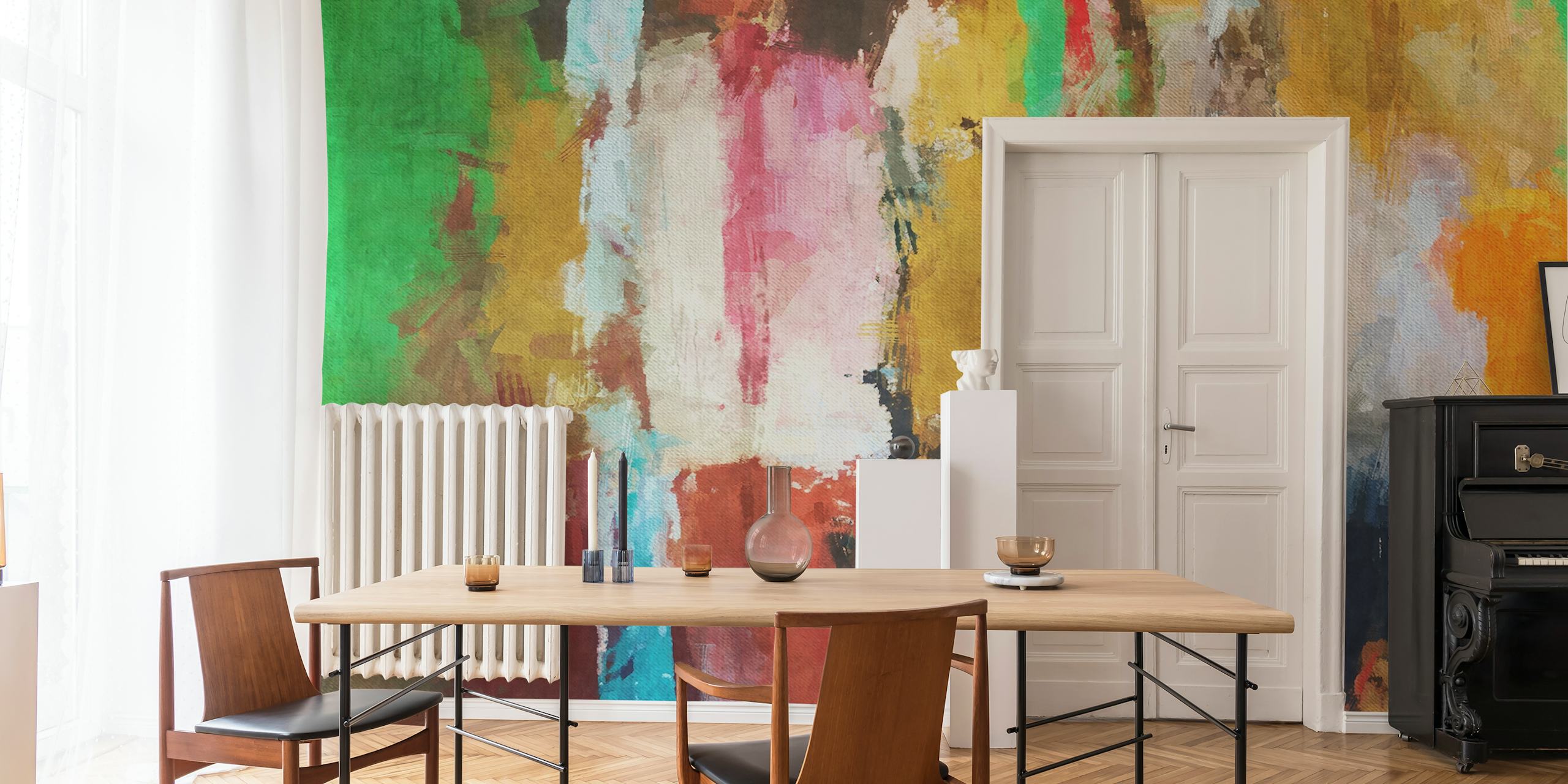 Colorful abstract brushstroke patterns in vibrant shades wallpaper