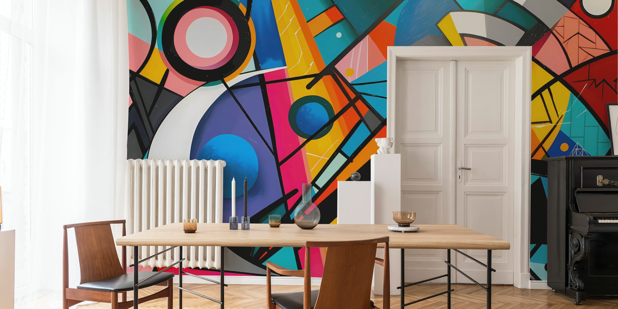 Papel tapiz Geometric Pop Art 2 exhibido en una habitación