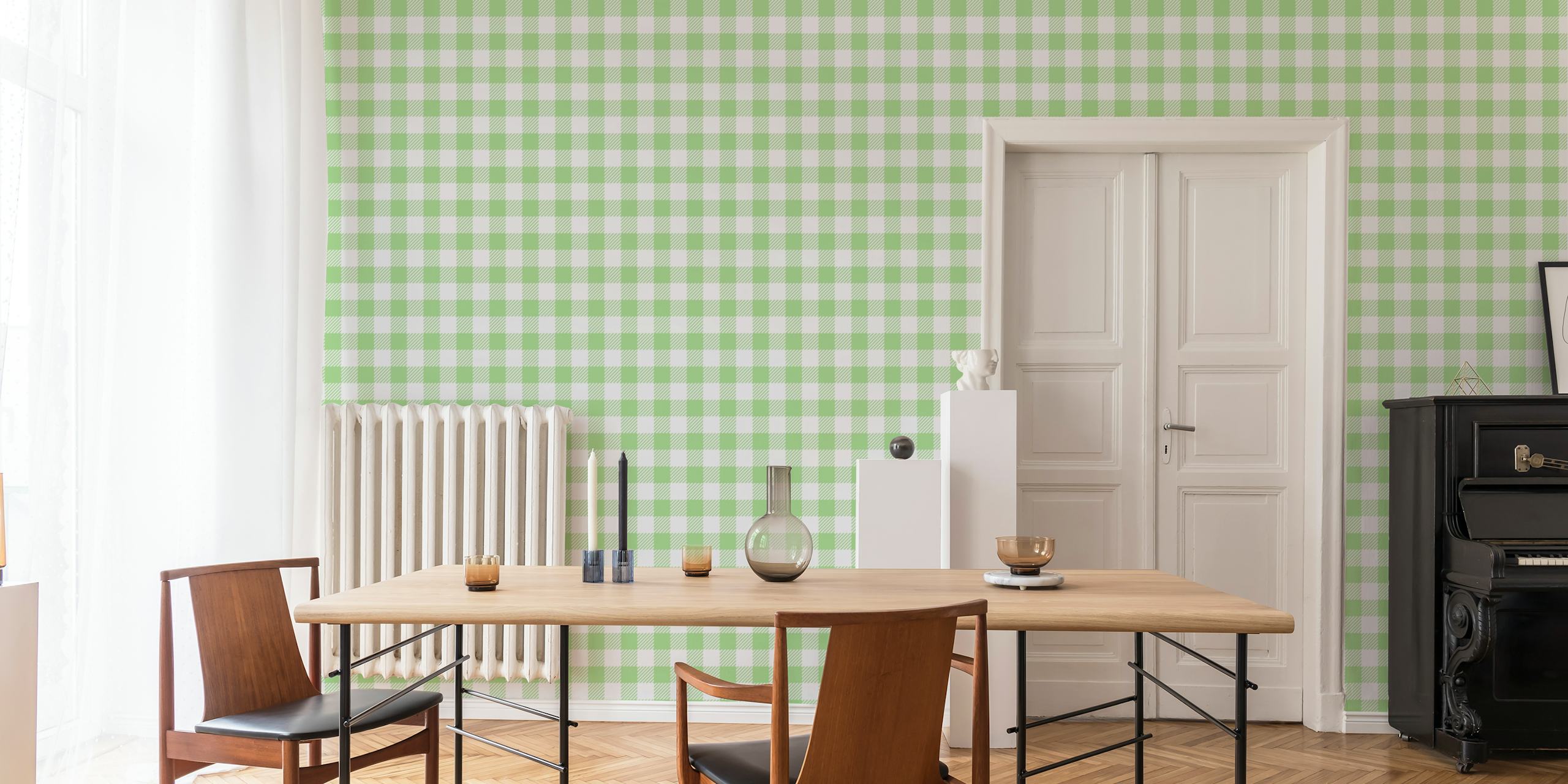 Abstract Chess Green papel pintado en una habitación
