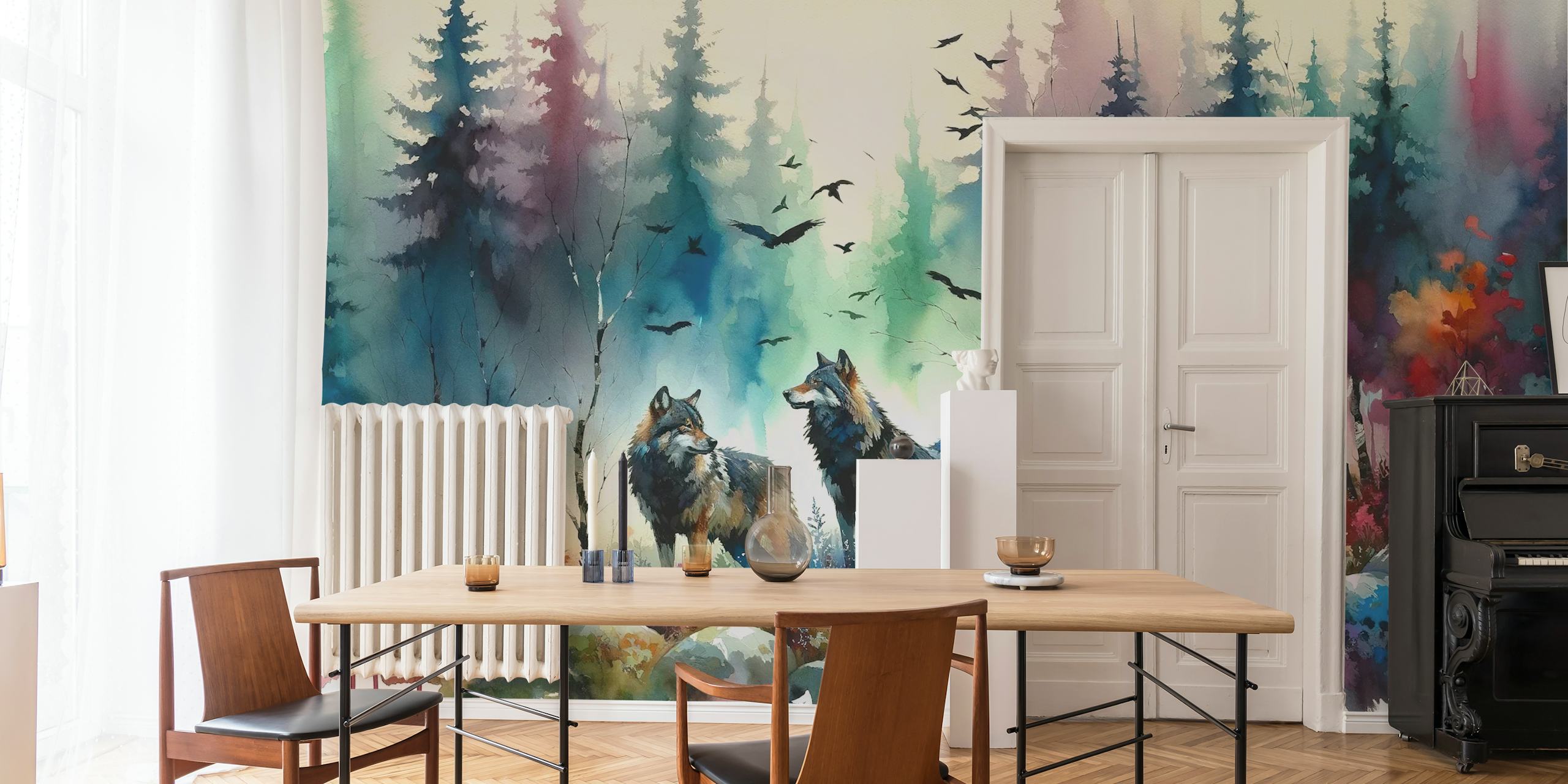 Wilderness Melody the Wolves Tapete in einem Zimmer