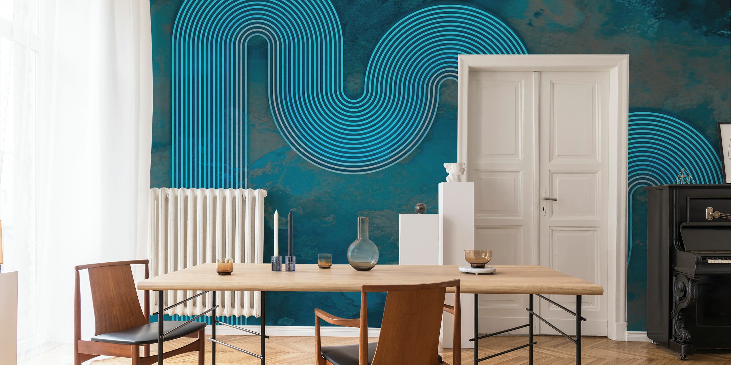 Papel tapiz Wavy Line Art Decor en una habitación