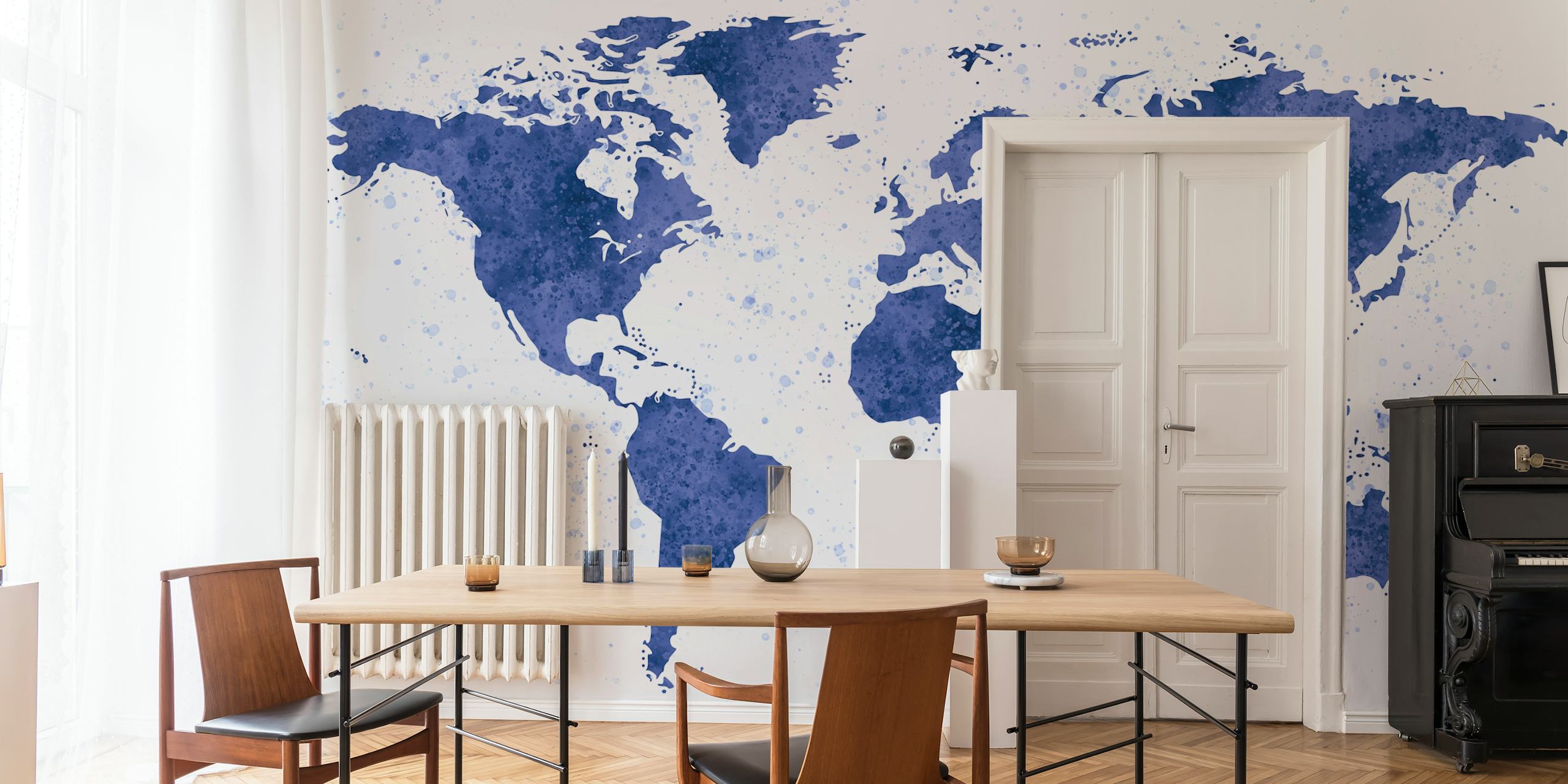 World Map Mural Navy-tapettisuunnittelu