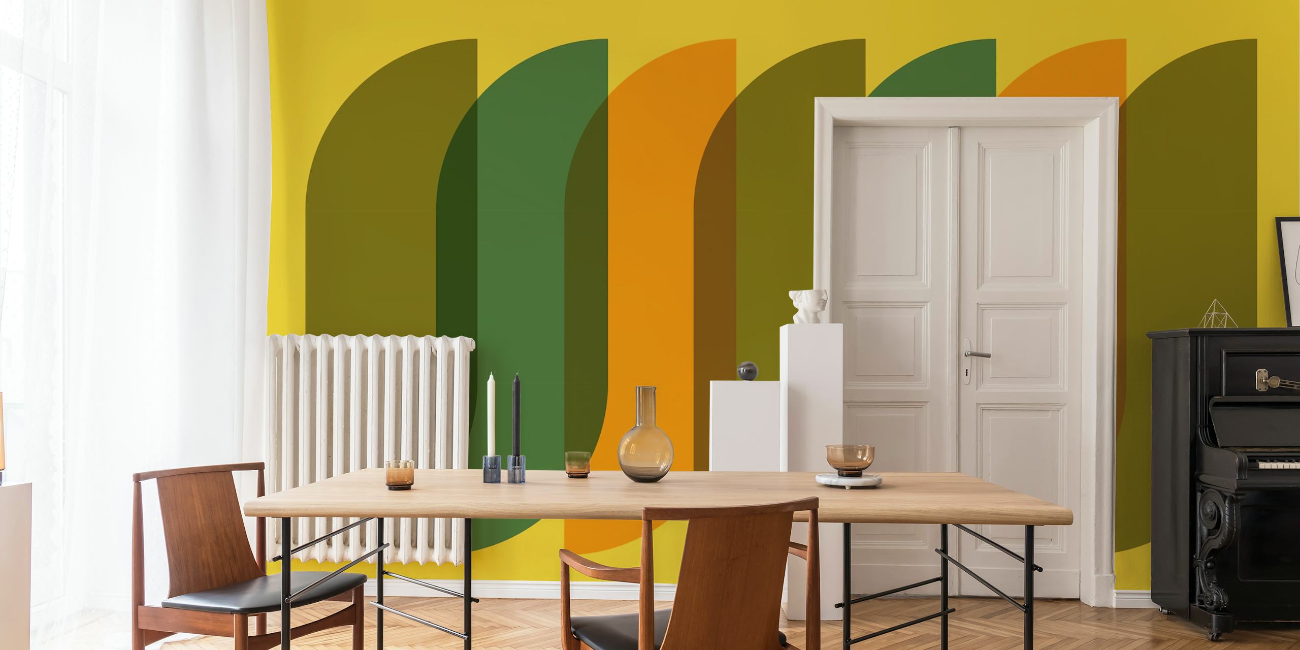 Autumn Hues Arcs papel pintado en una habitación