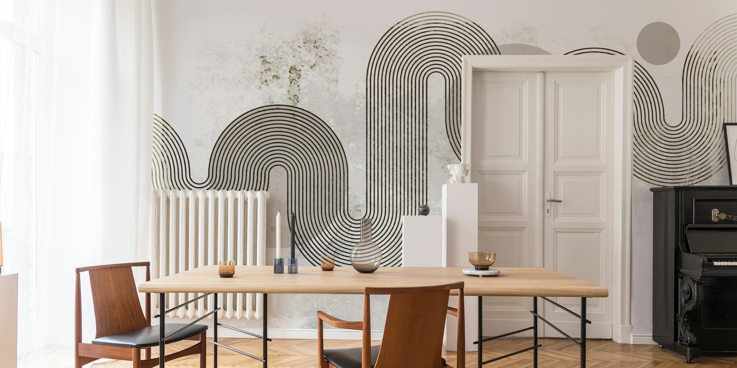 Monochrome Flow Design tapet i ett rum