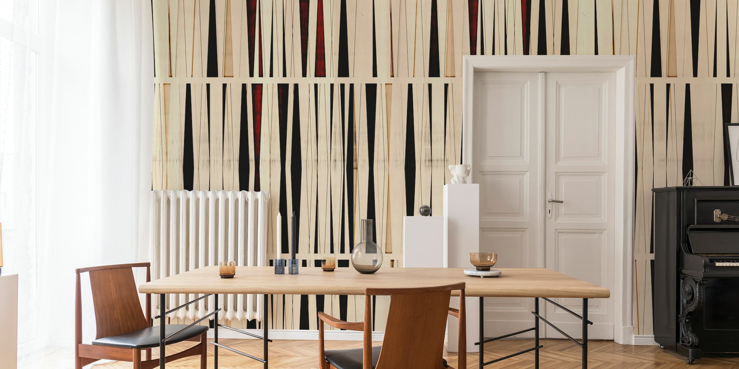 Rustic Wood Stripes wallpaper in a room