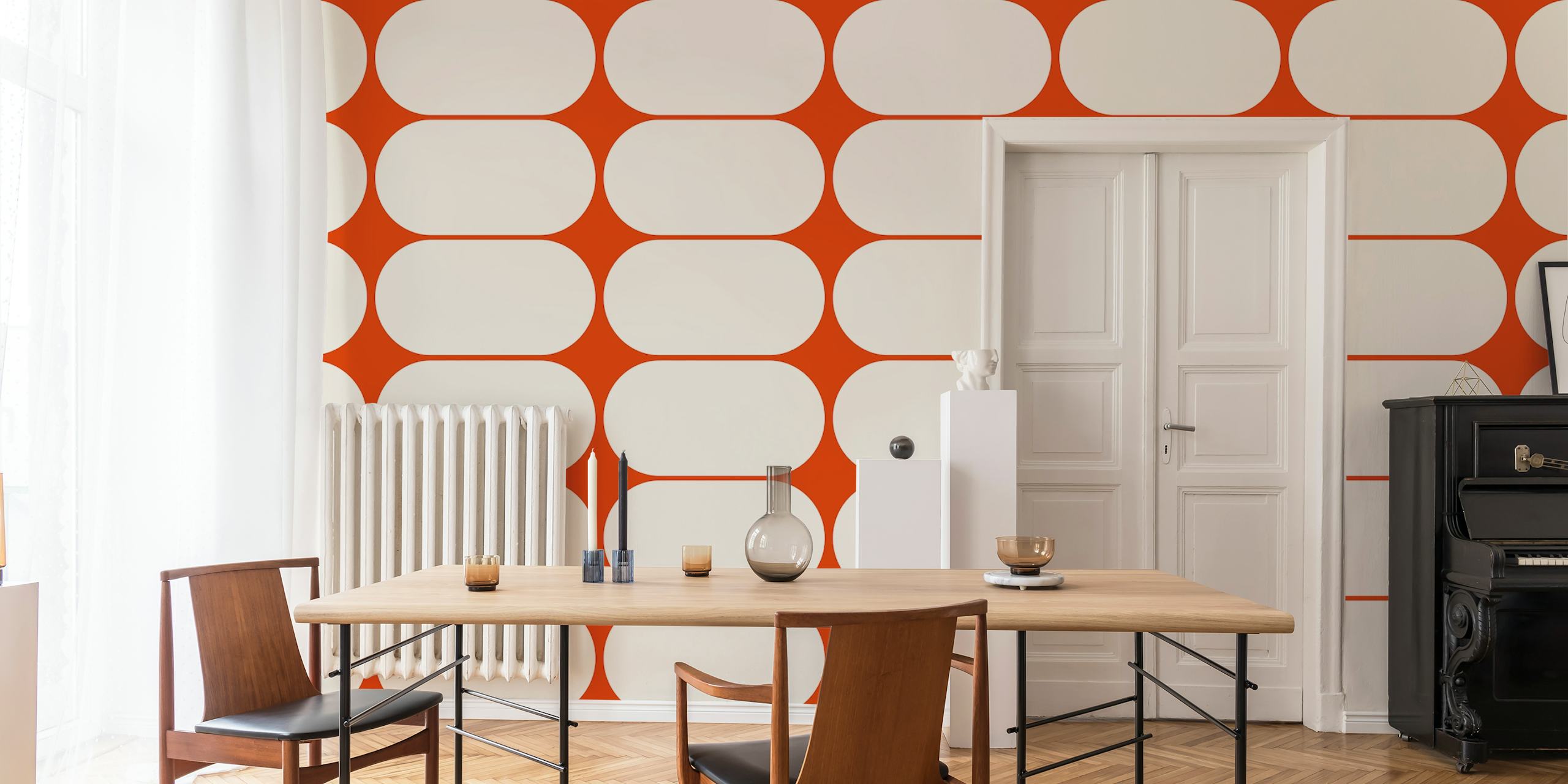 Mid-Century Modern Pebbles wallpaper in a room