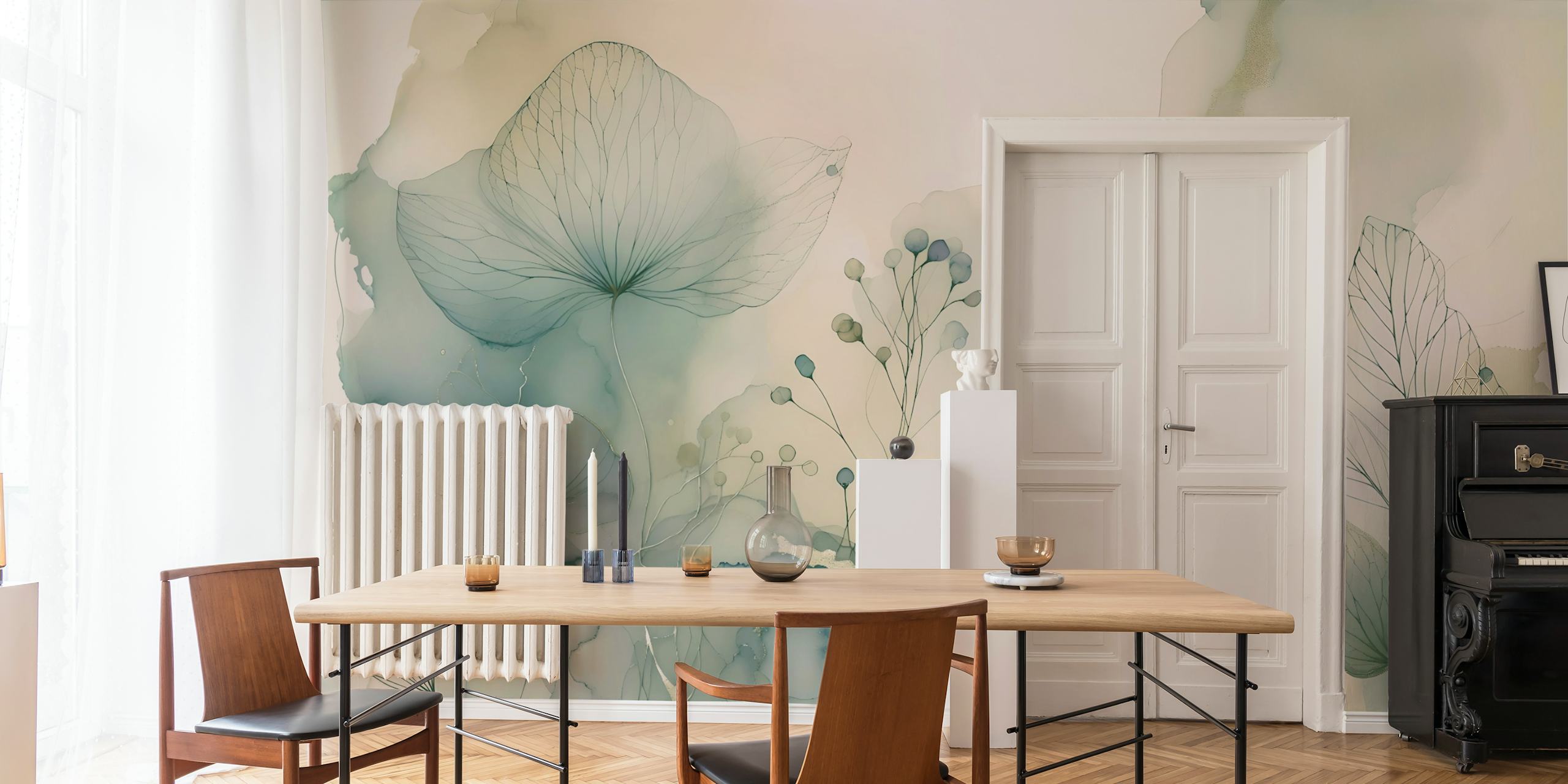 Soft Floral Dreamscape wallpaper in a room