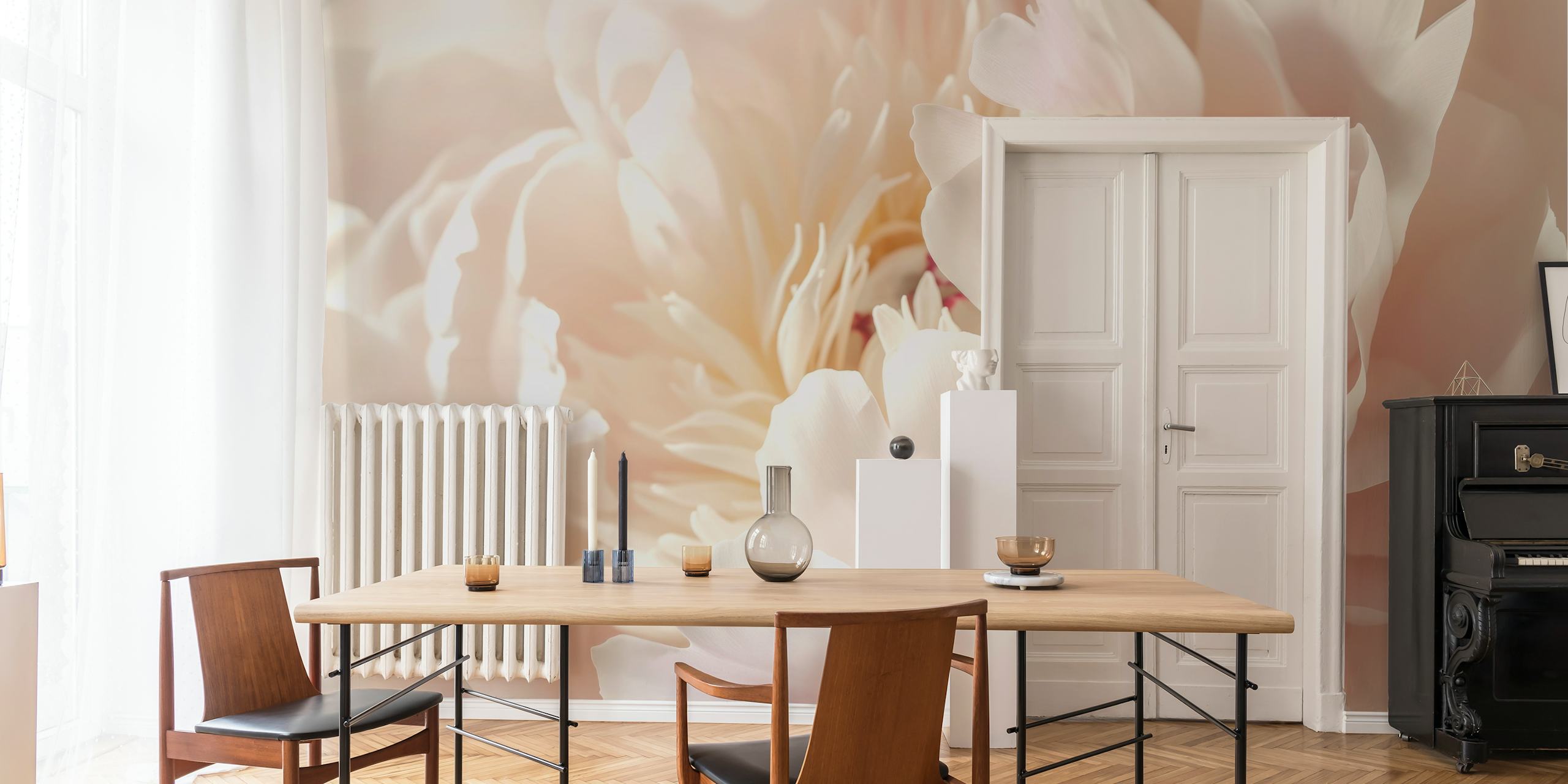 Floral wallpaper featuring blush peonies