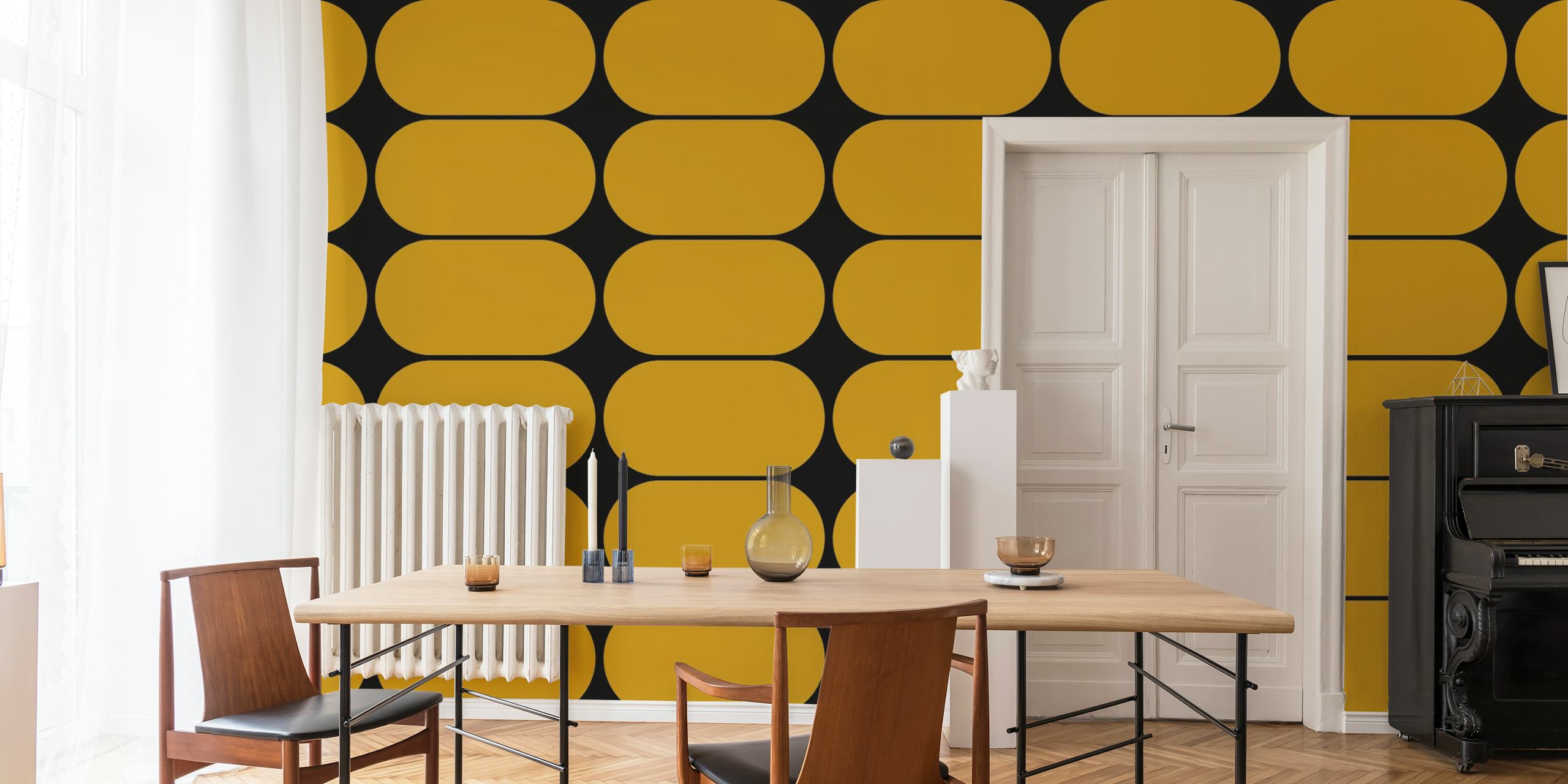 Golden geometric chic wallpaper design