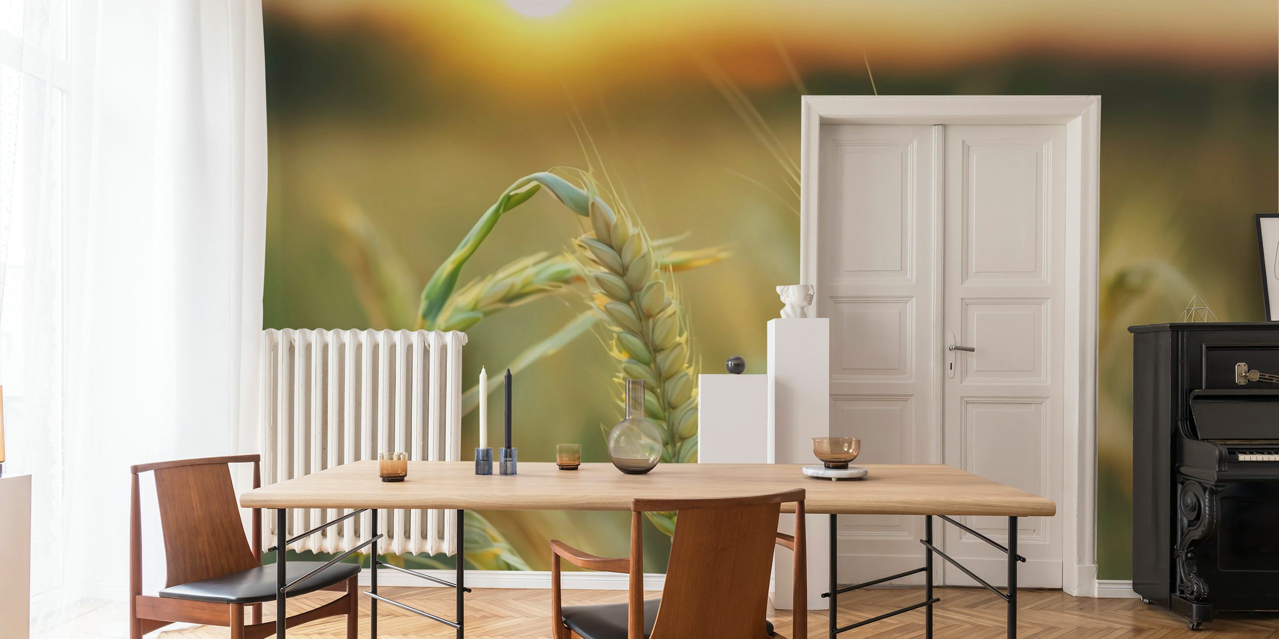 Papel tapiz Golden Wheat Fields en una habitación