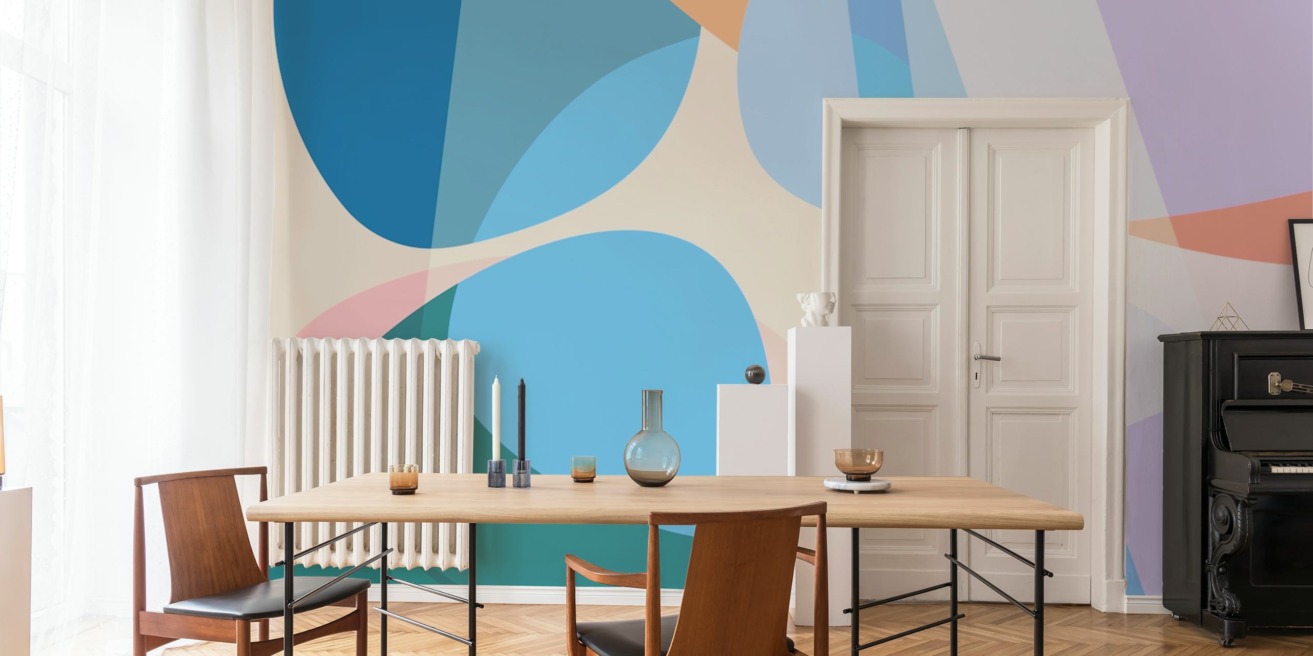 Geometric Pastel Wash wallpaper in a room