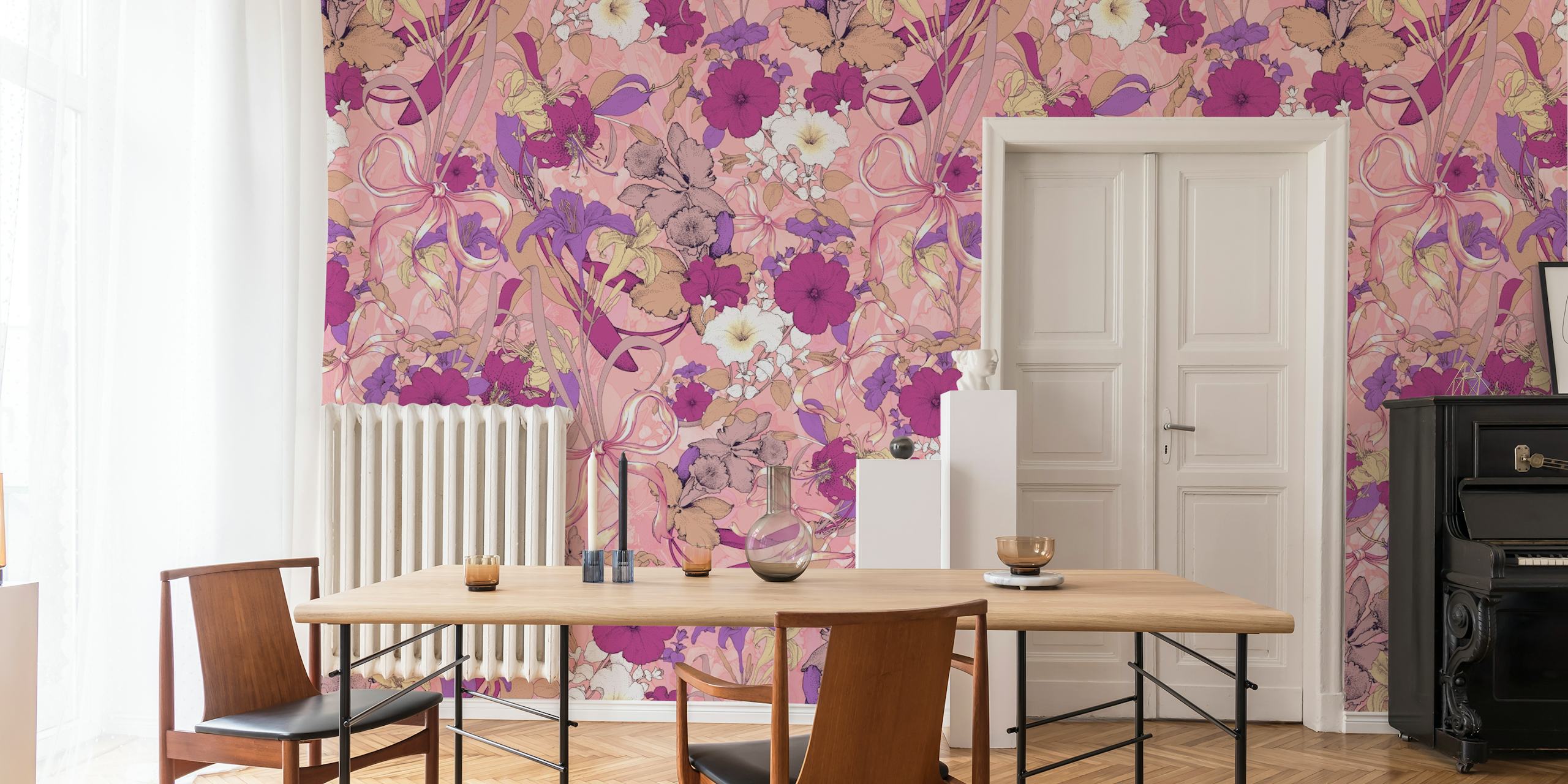 Art Nouveau V floral wallpaper pattern