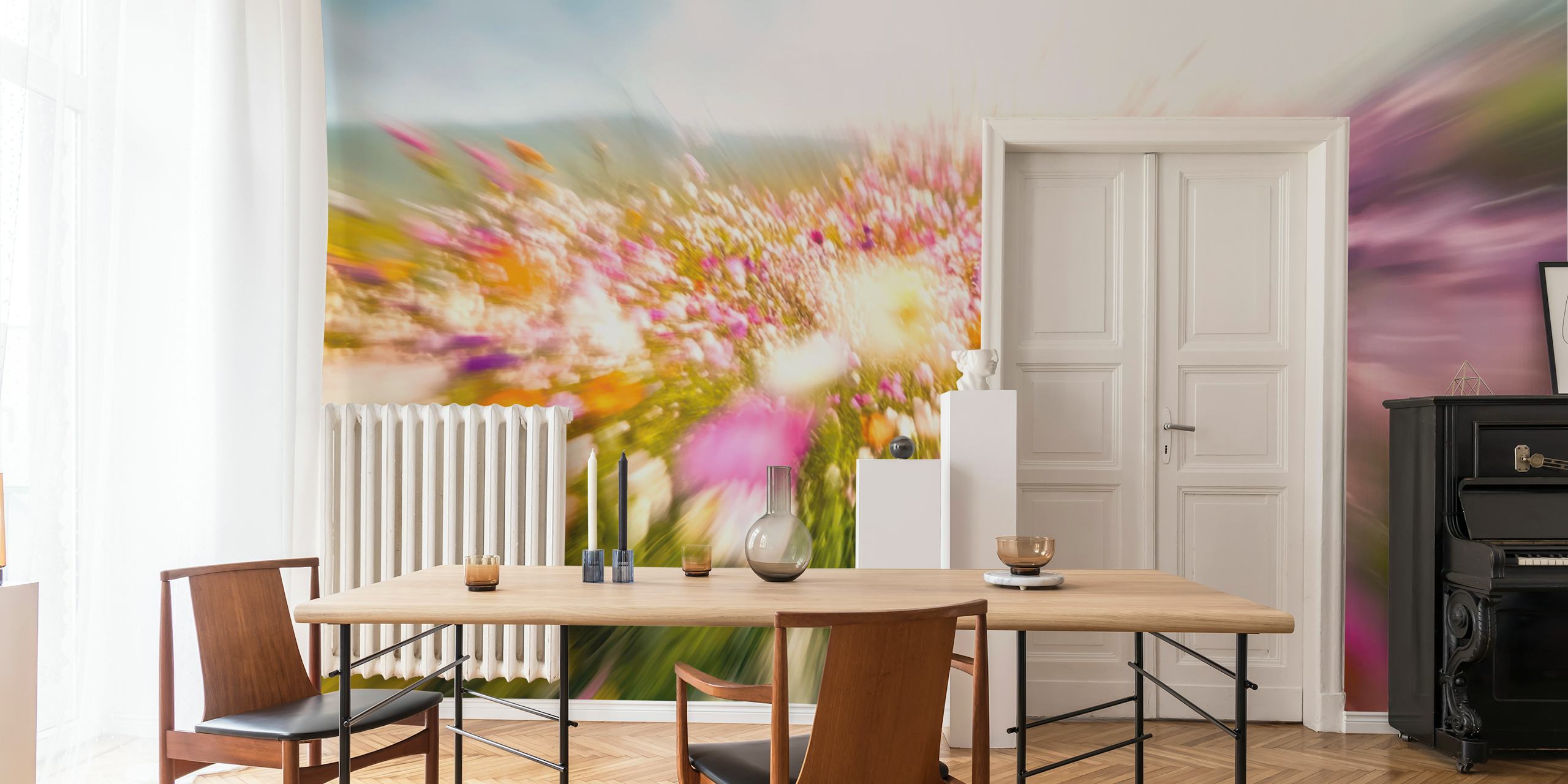 Radiant Flower Burst wallpaper in a room