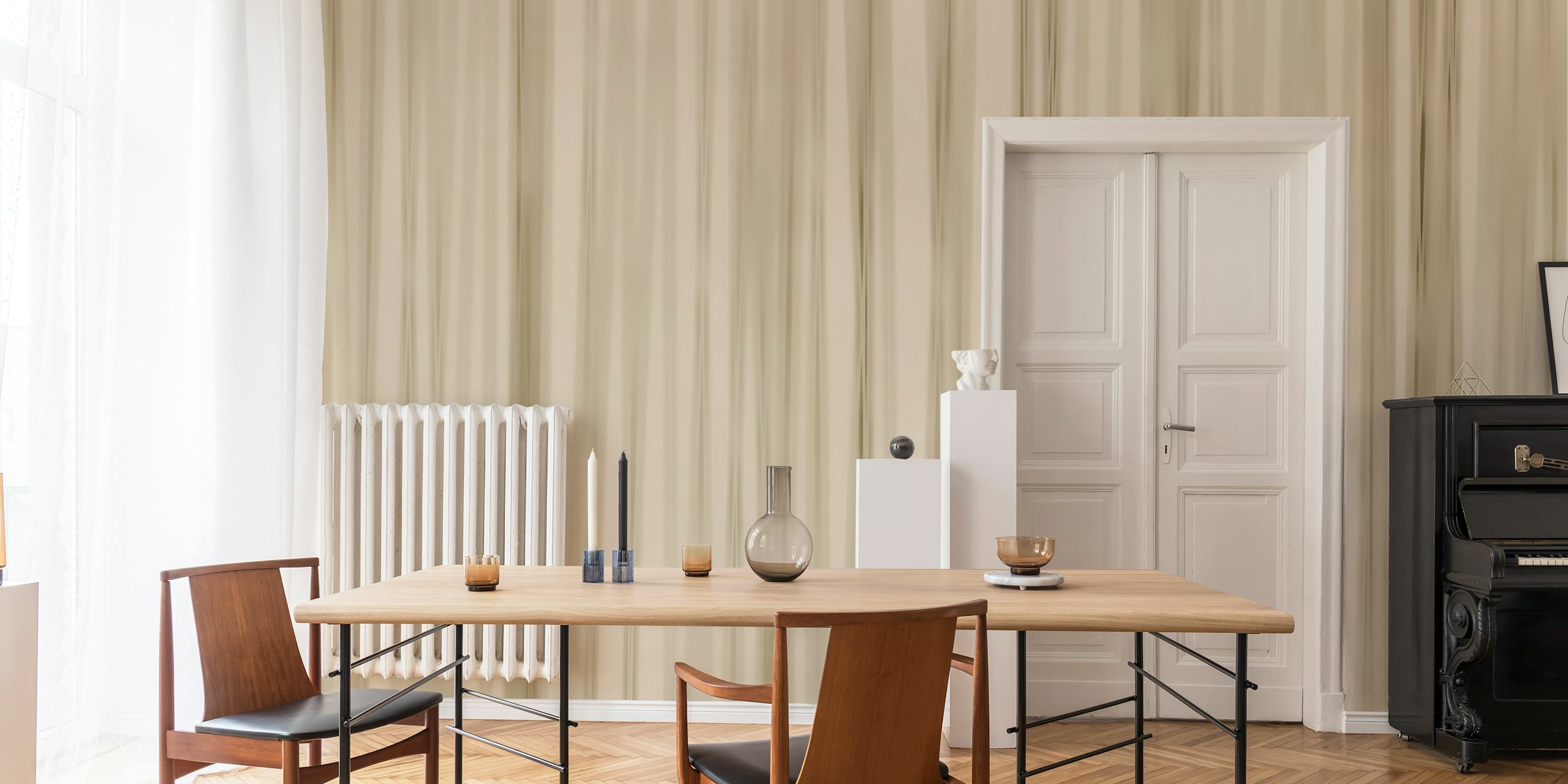 Beige Serenity Stripes tapetti huoneessa
