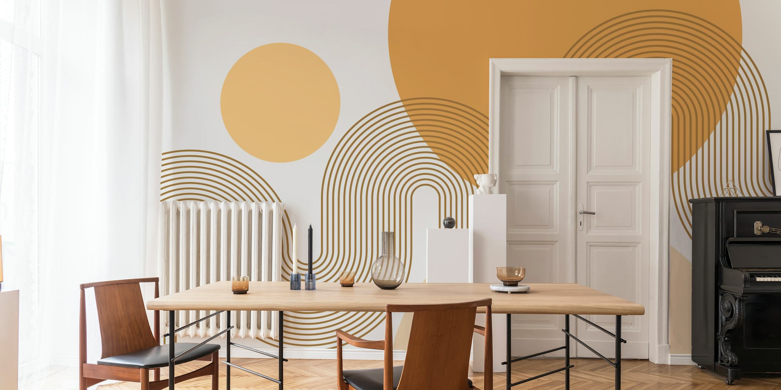 ταπετσαρία Neutral Curvy Lines σε ένα δωμάτιο