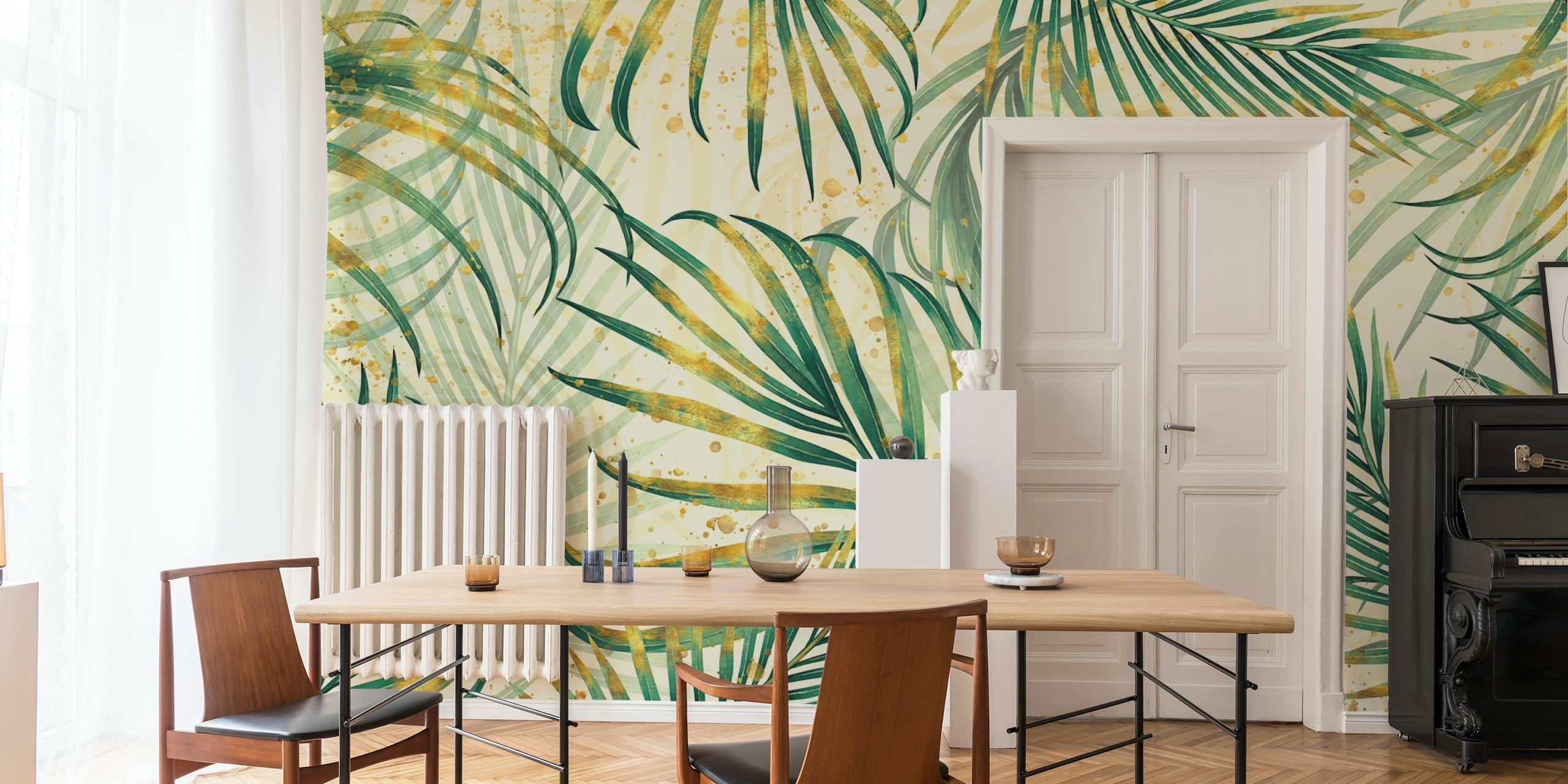 Ταπετσαρία Tropicana crem σε ένα στυλάτο δωμάτιο