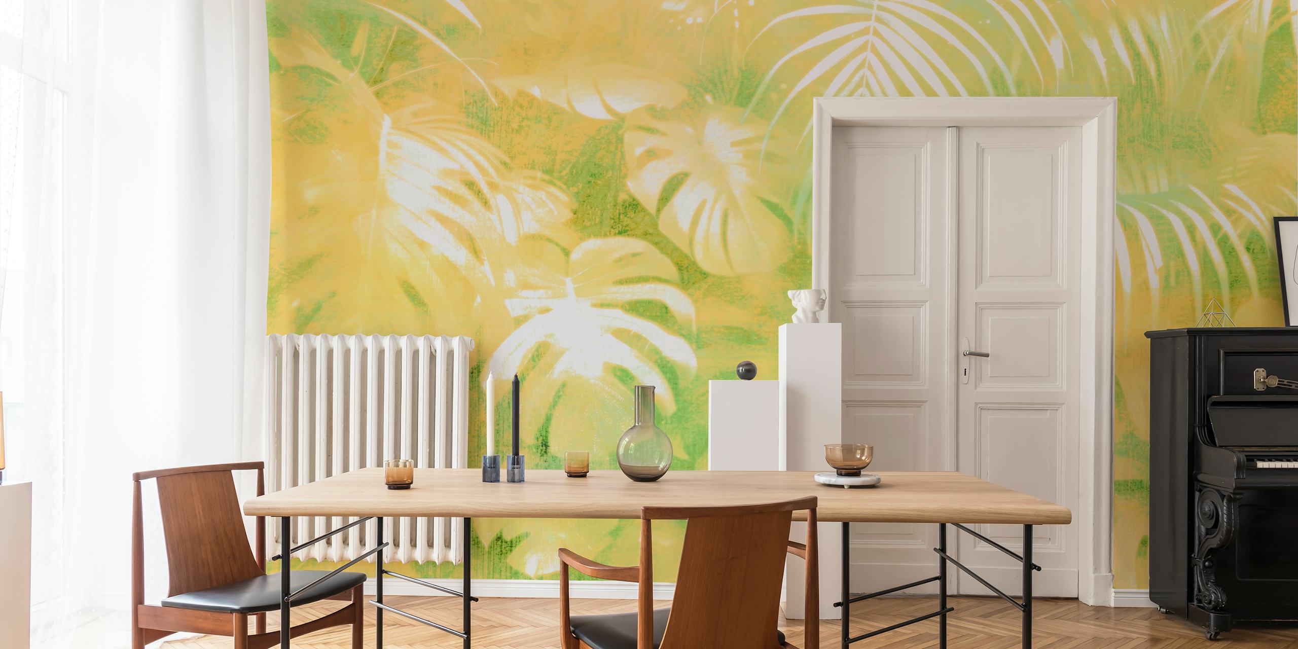 Papier peint Yellow Jungle Leaves dans une pièce