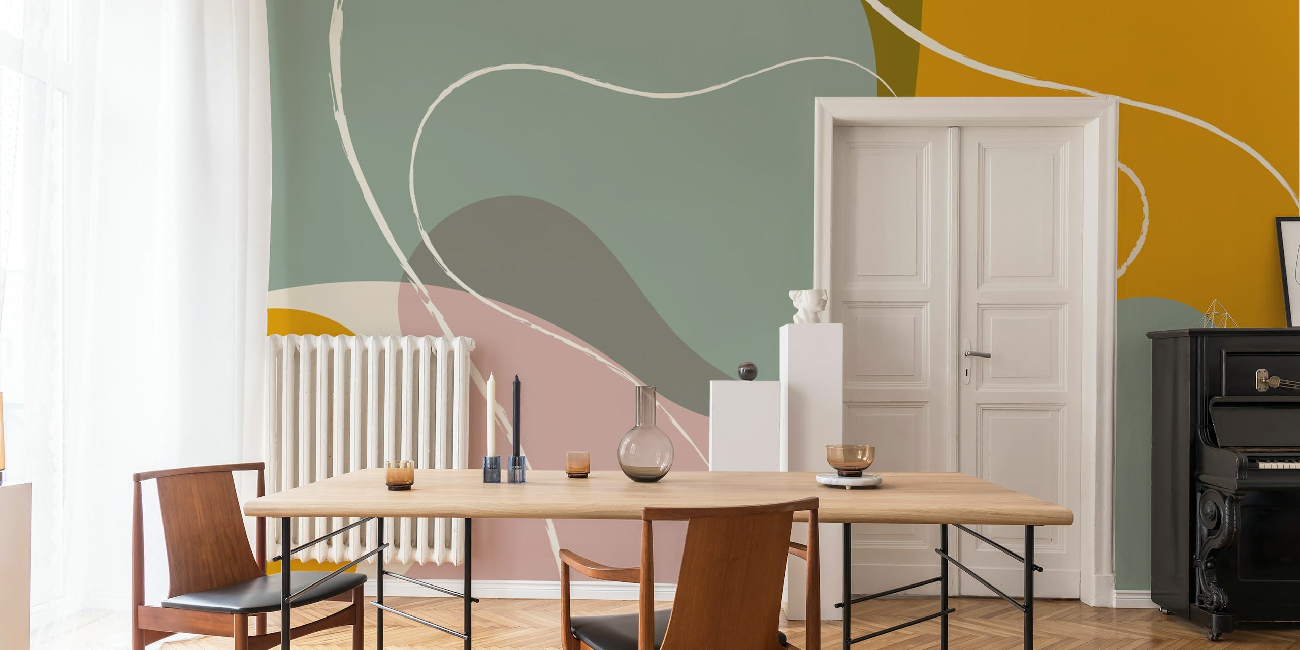 Ταπετσαρία Contemporary Curves Art σε ένα δωμάτιο